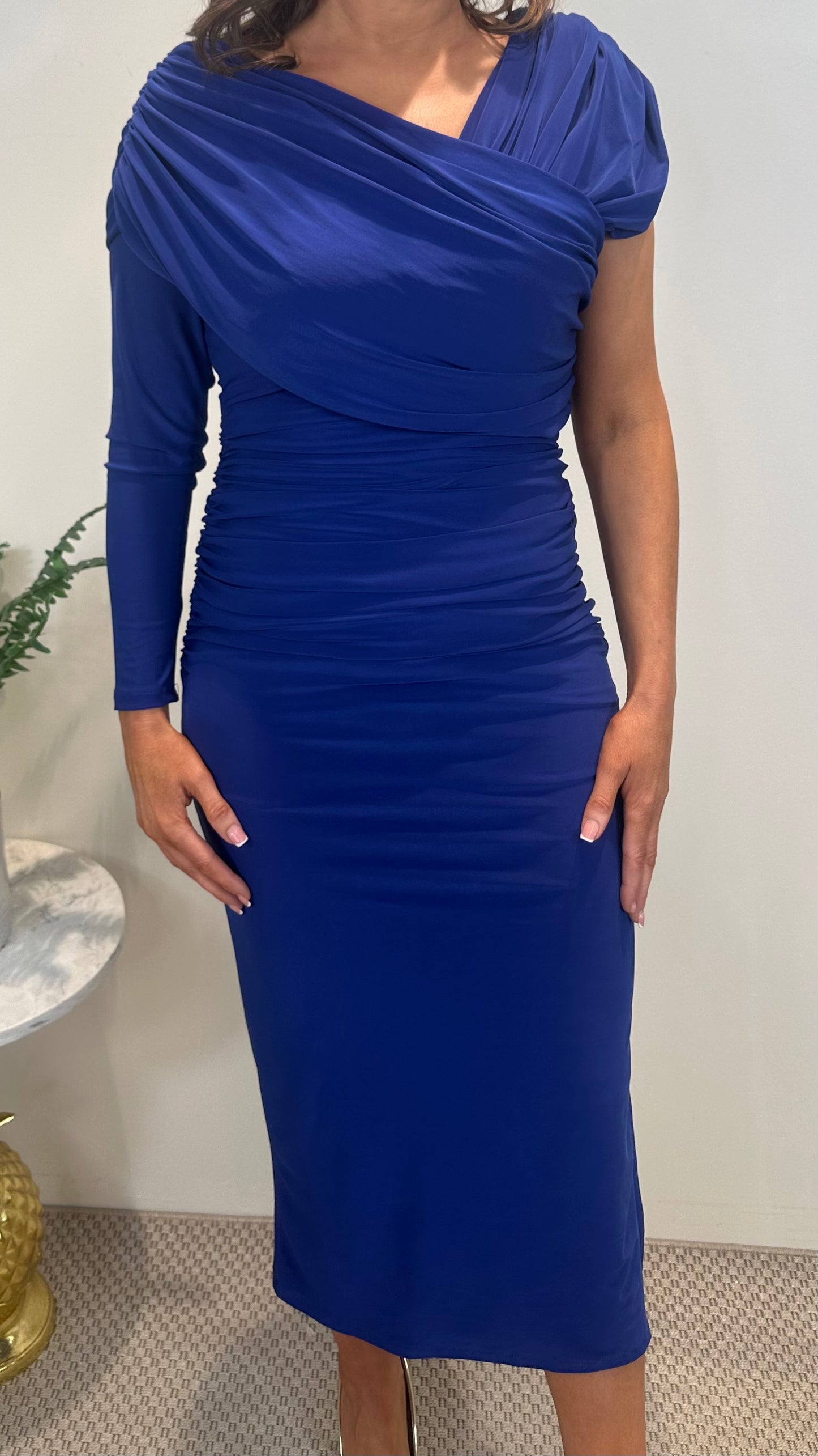 Maeve Blue Ruched Dress