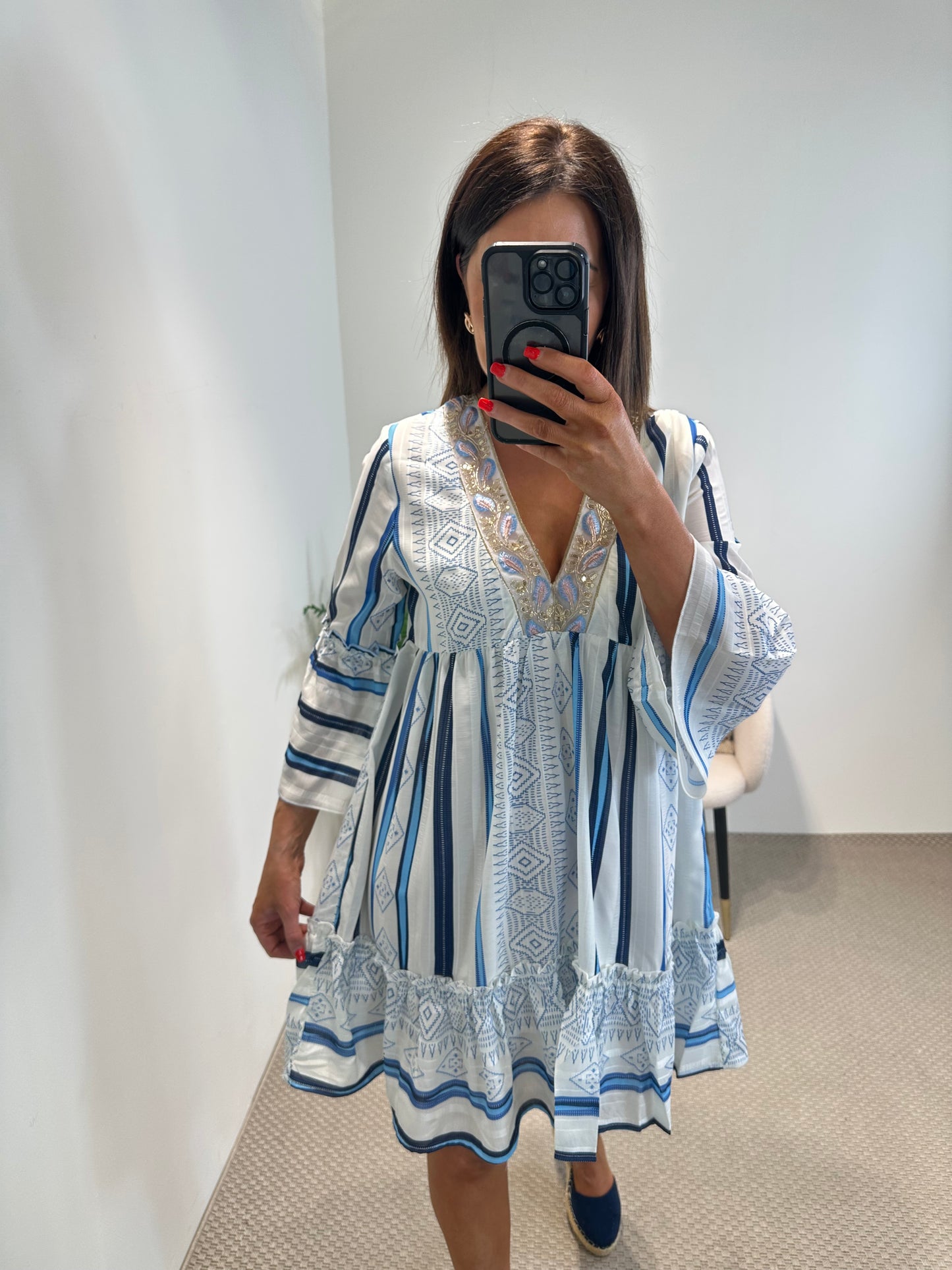 Ibiza Blue Smock Dress