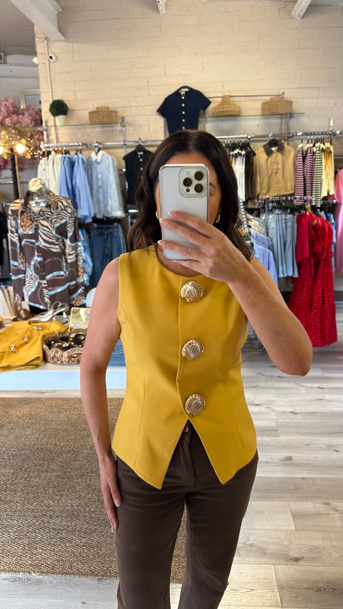 Mustard Waistcoat with Shell Buttons