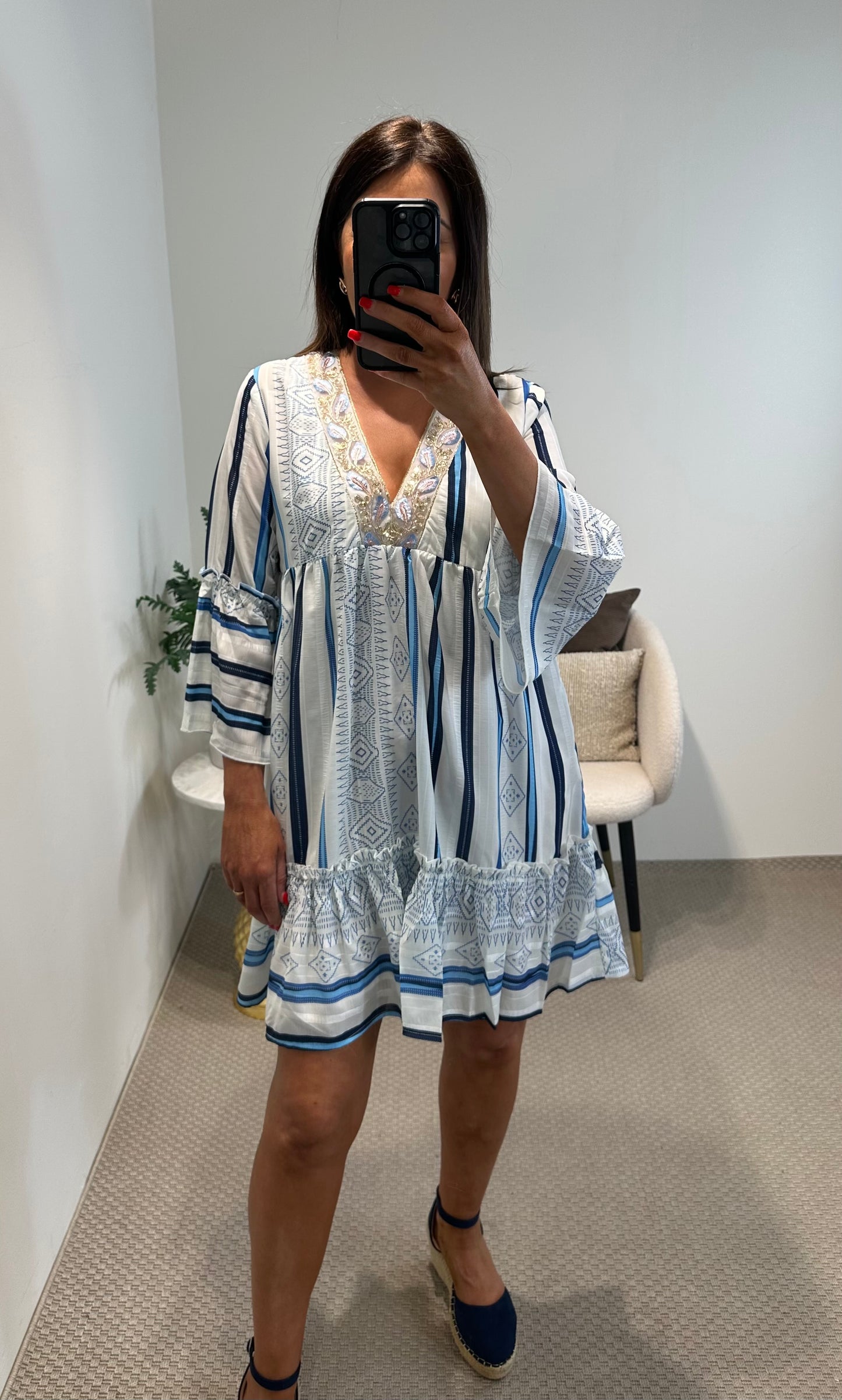 Ibiza Blue Smock Dress