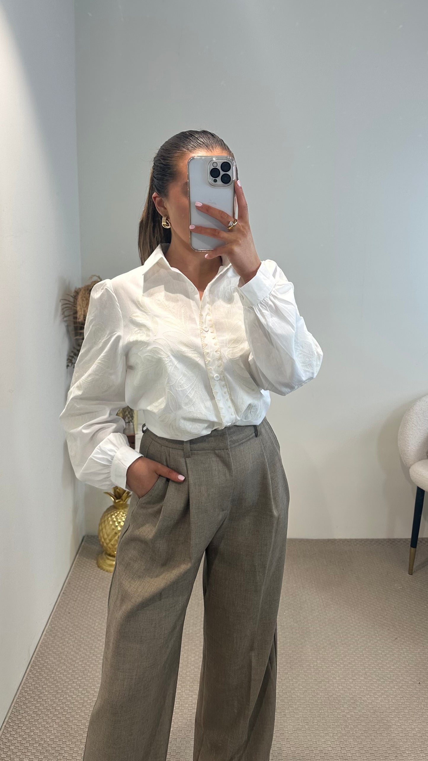 White Embroidered Shirt