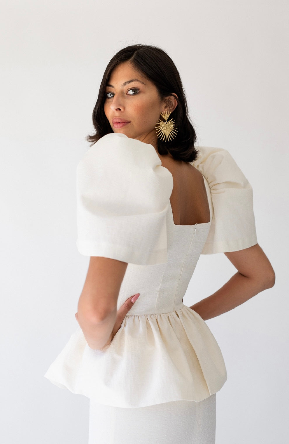 Luxe Ivory Peplum Dress