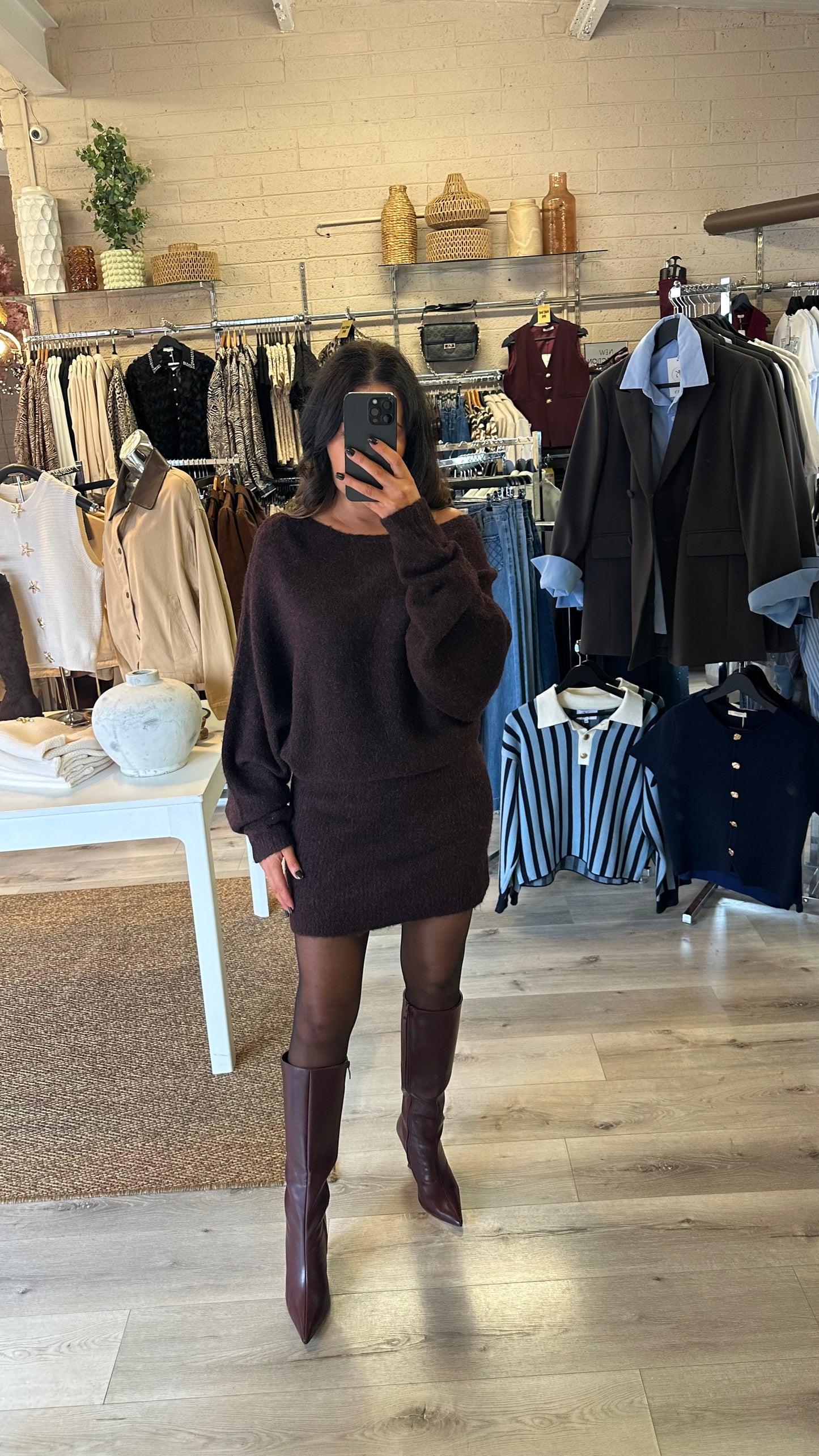 Wine Long Knit Jumper