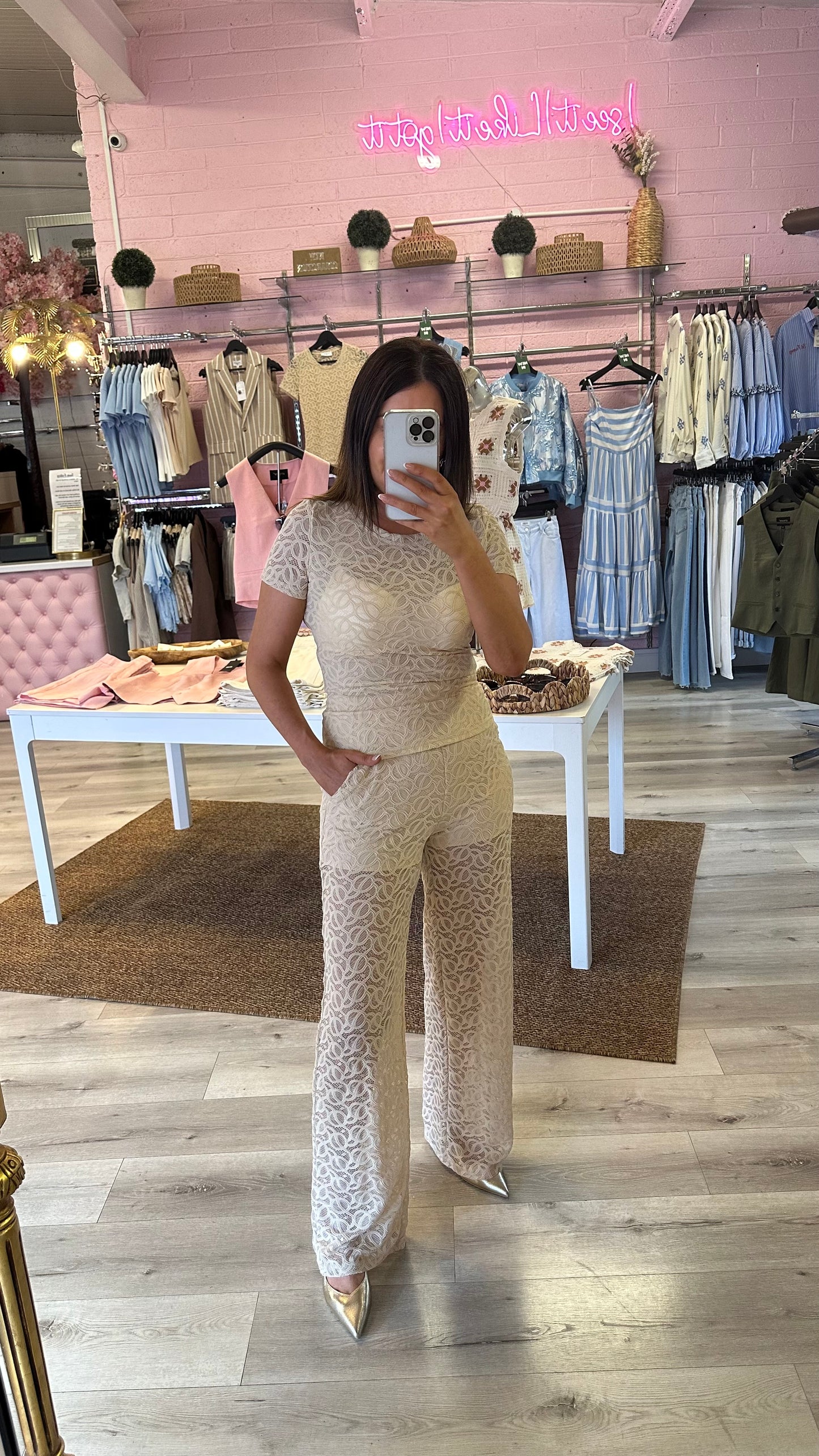 Cream Lace Trousers