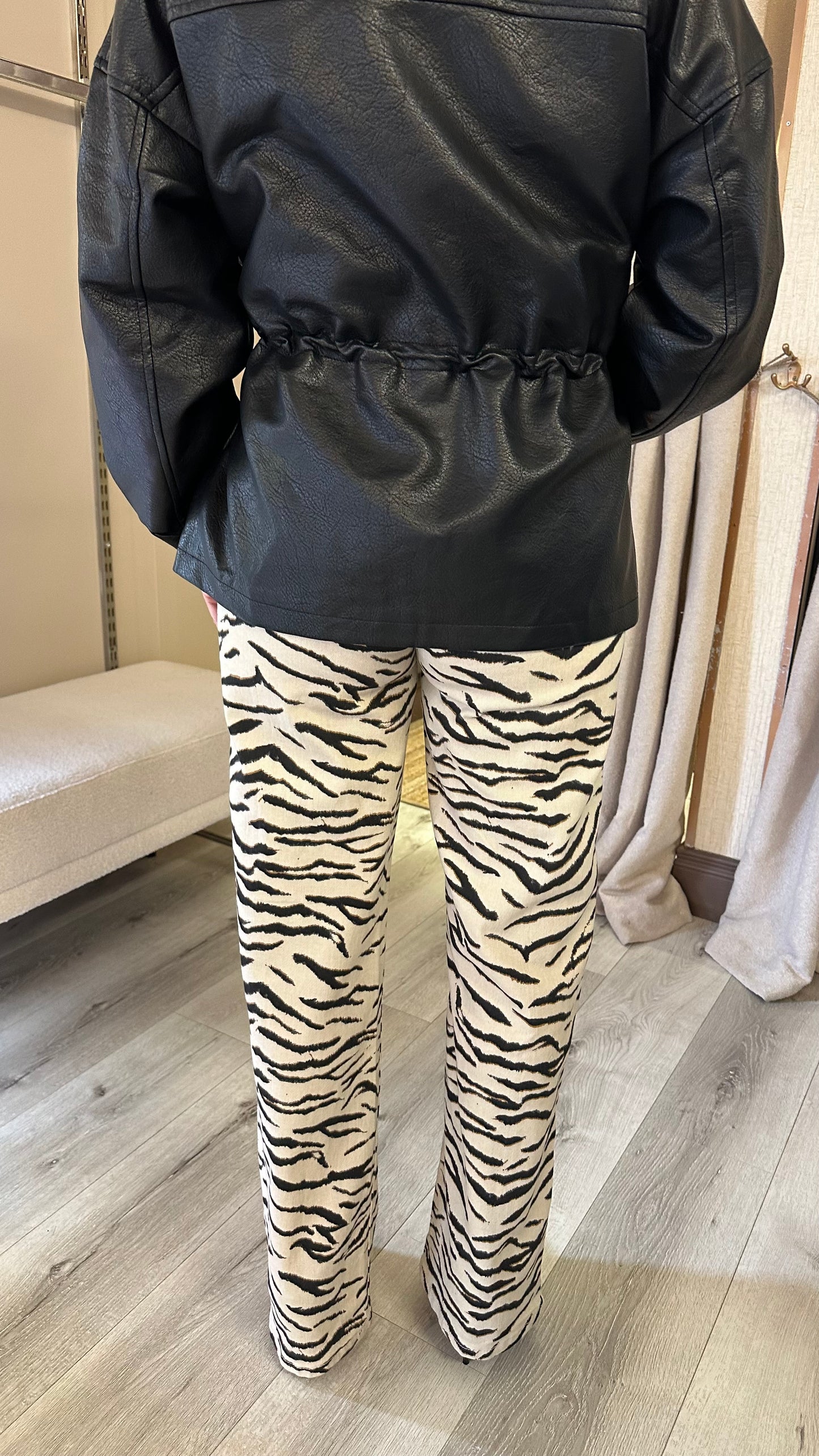Cream Zebra Print Jeans
