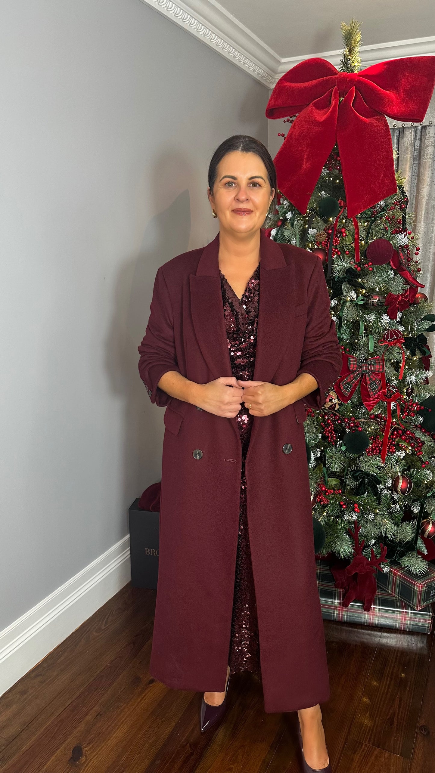 Wine Wool Oversized Coat