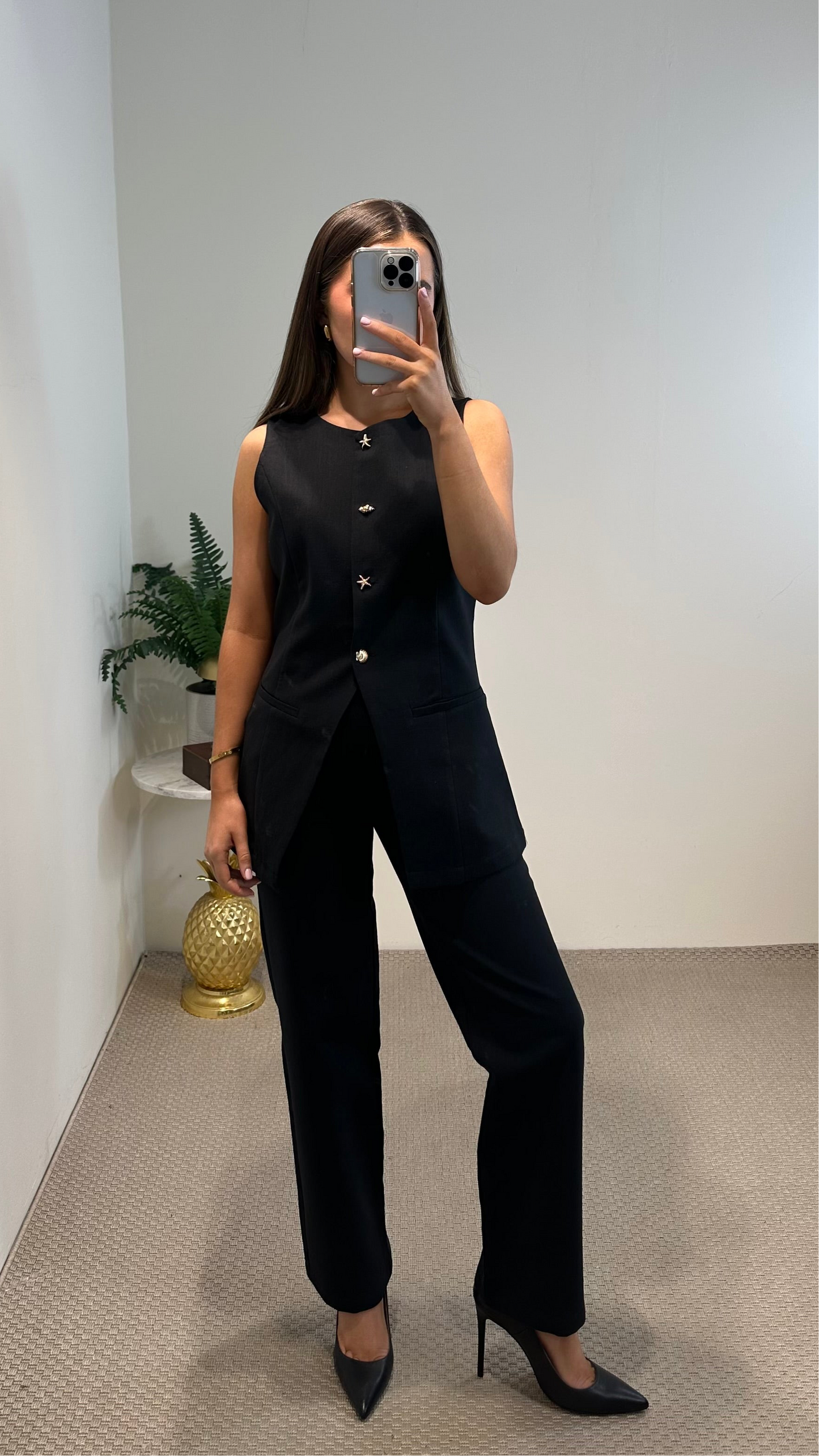 Black Straight Ankle Grazer Trousers