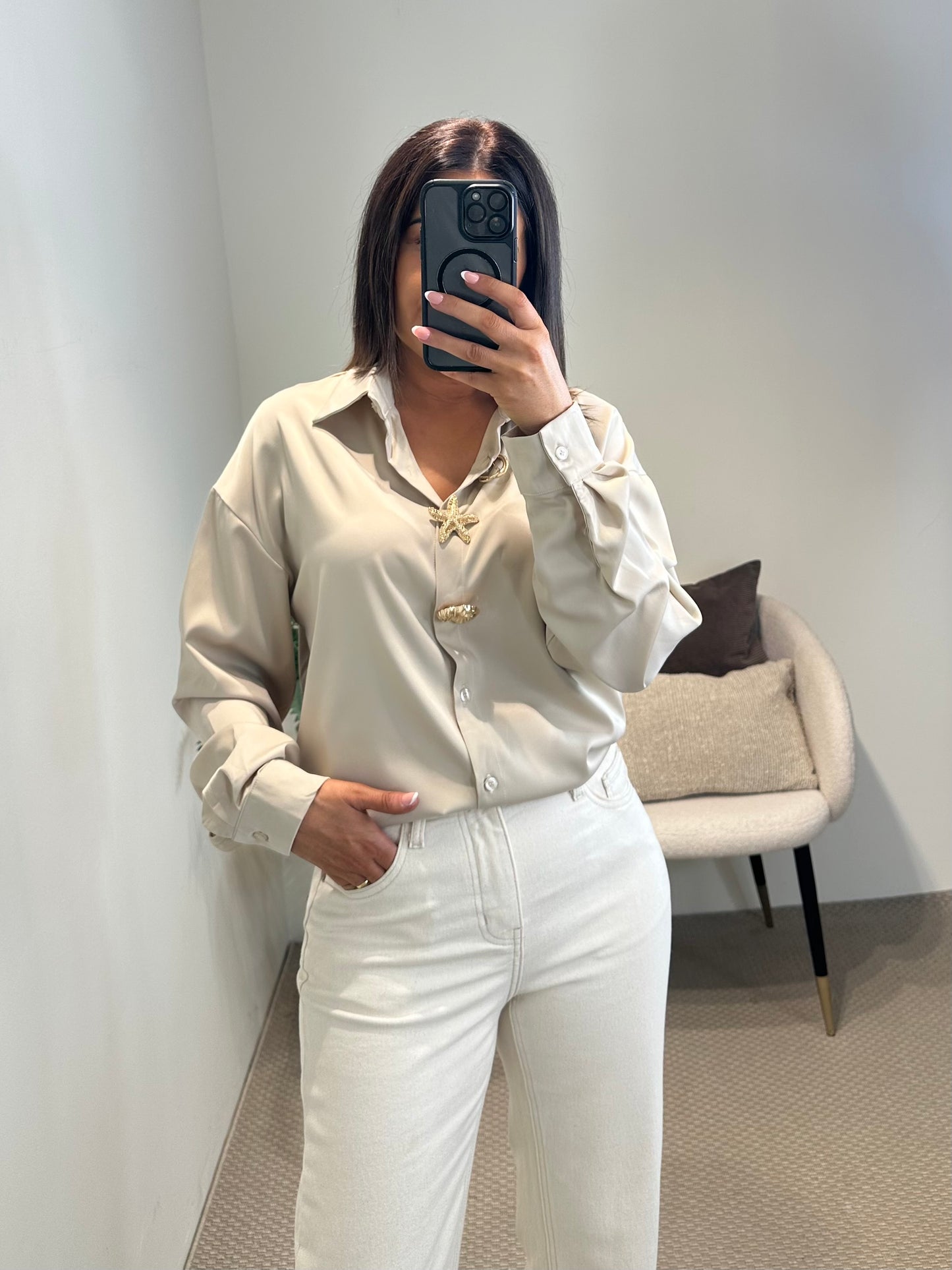 Beige Satin Blouse