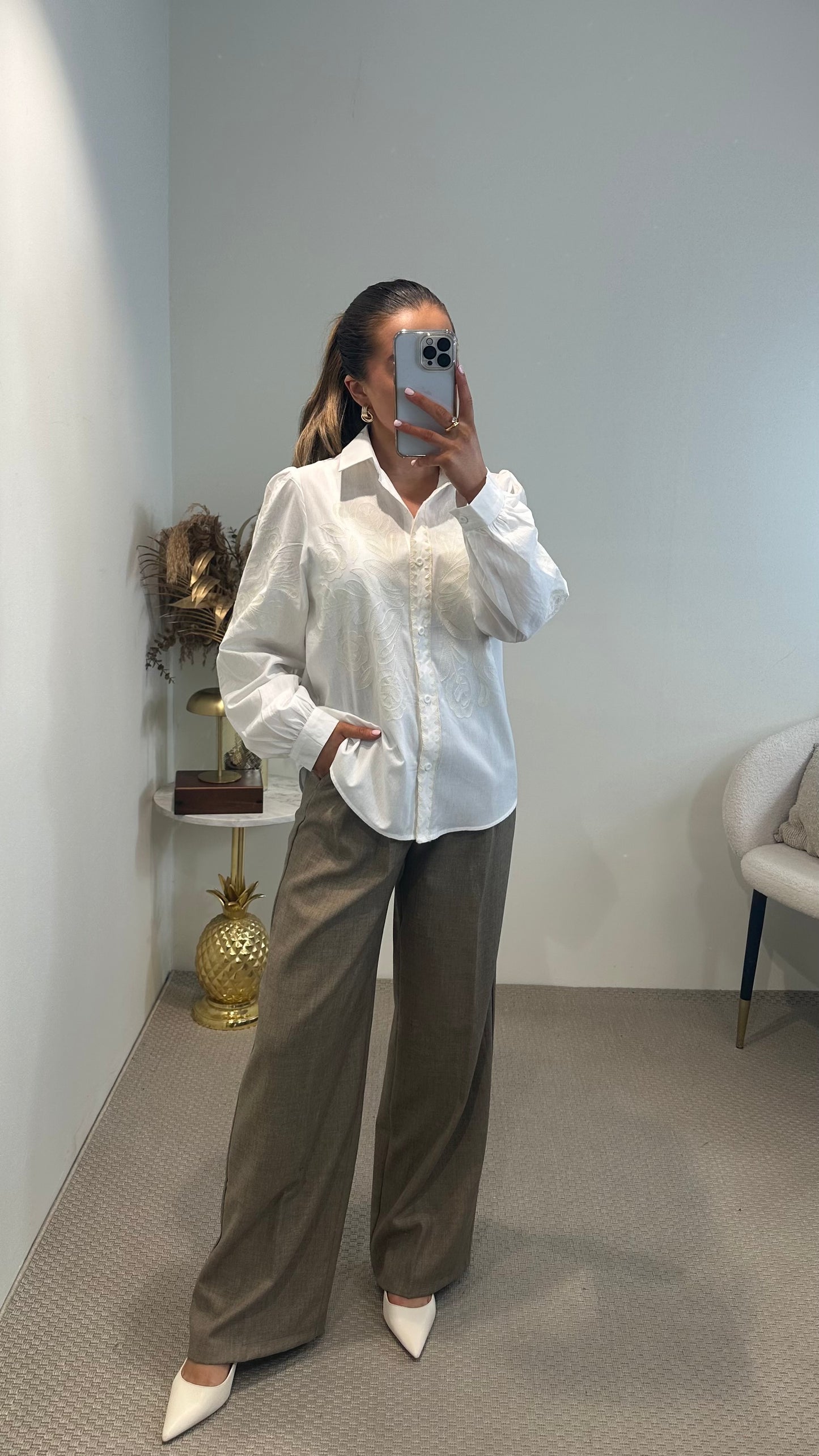 White Embroidered Shirt