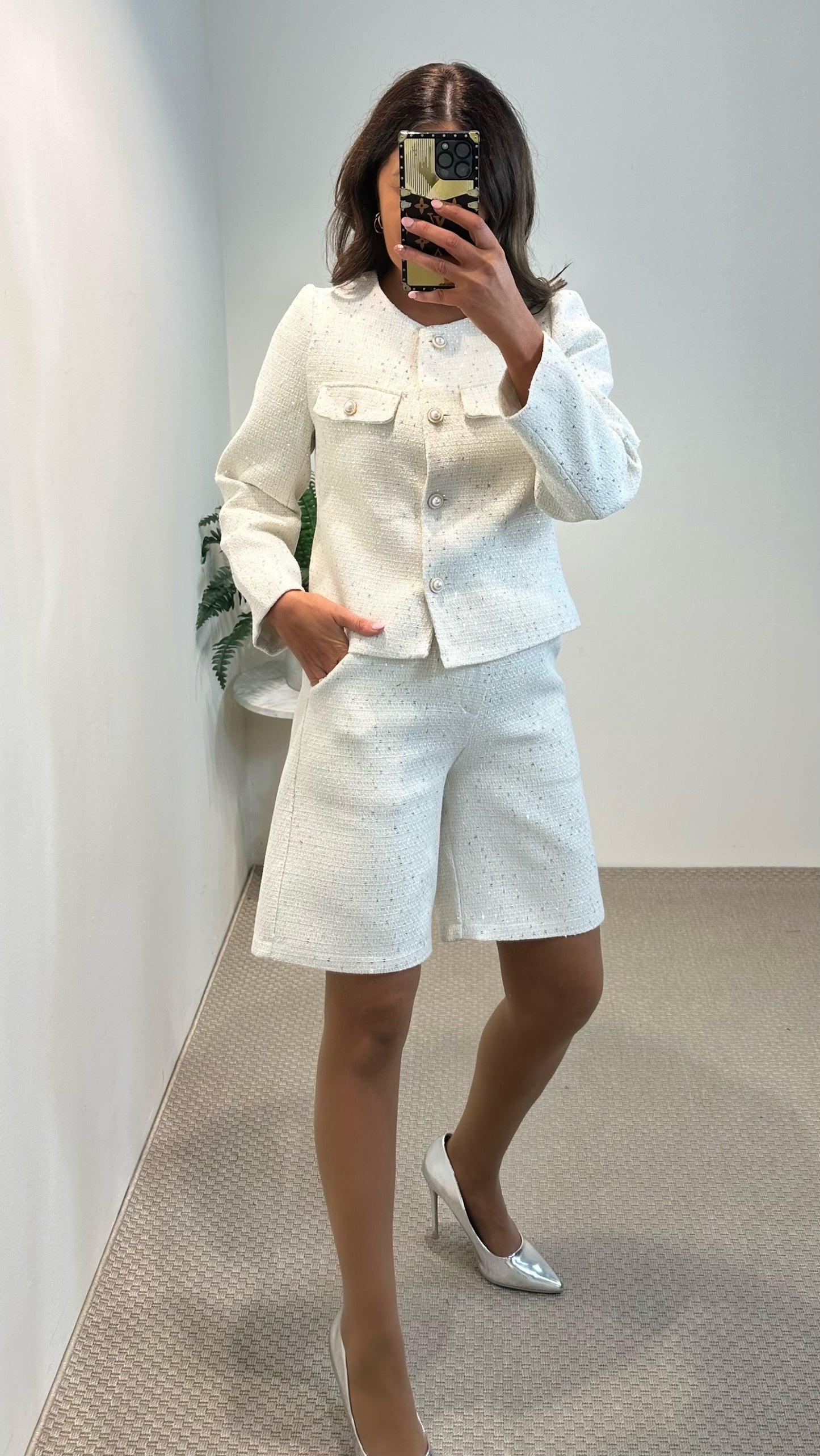 White Tweed Shorts