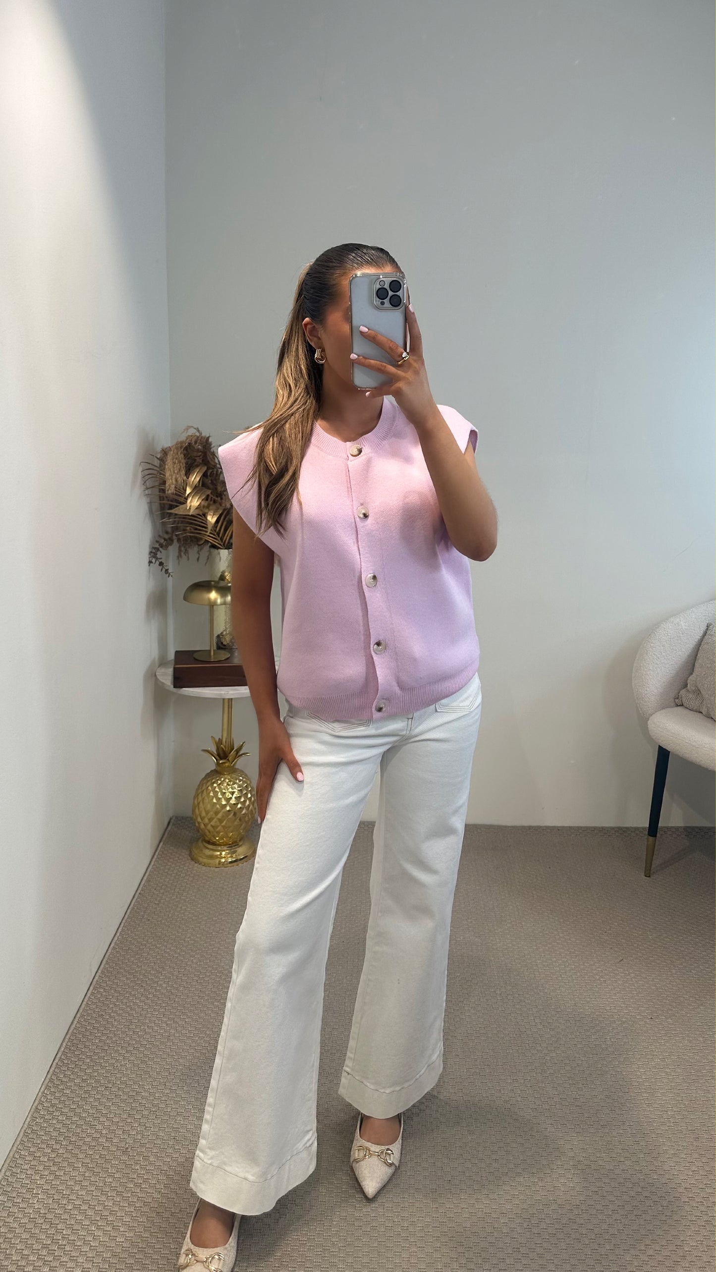Pink knit waistcoat
