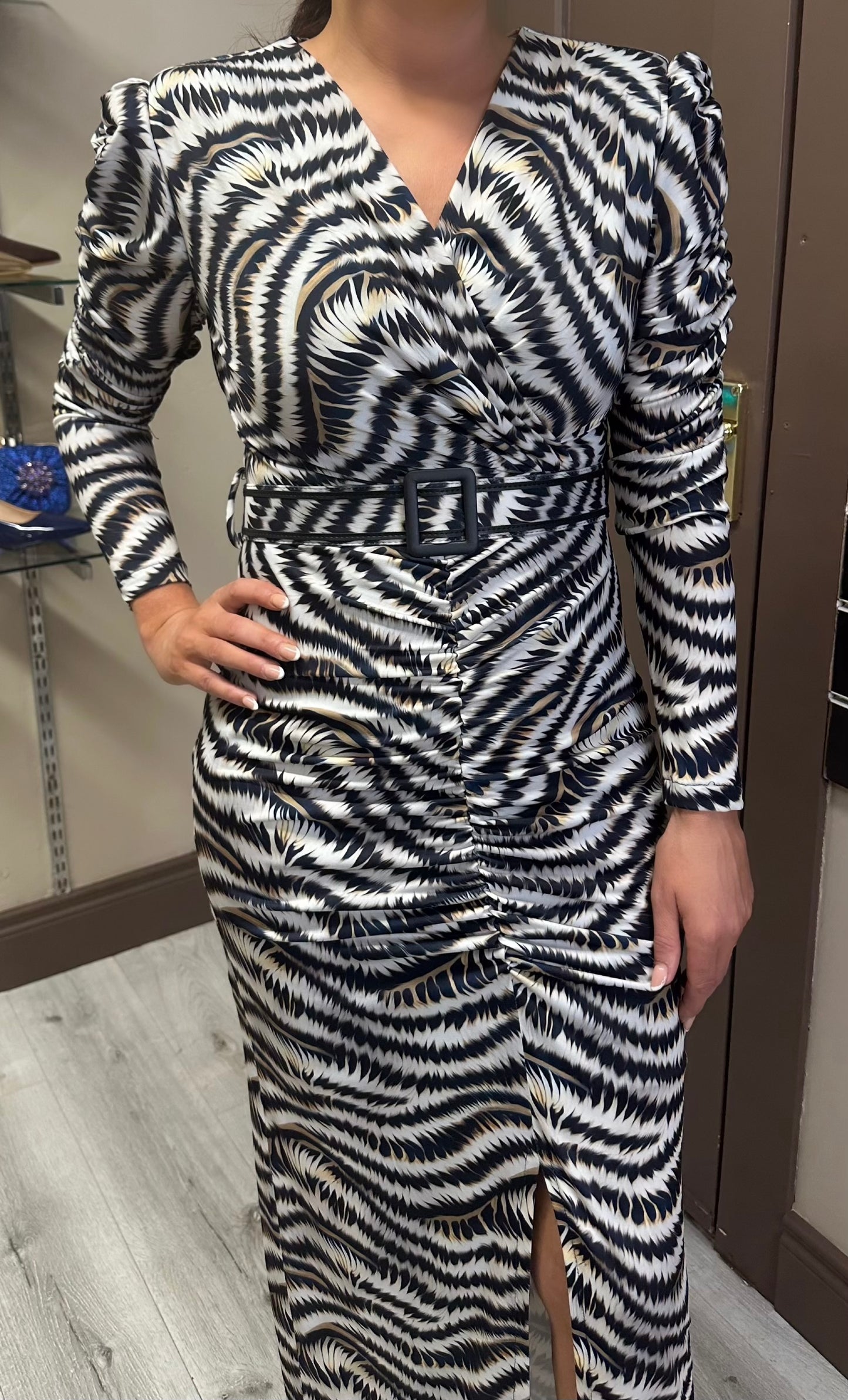 Animal Print Ruched Dress