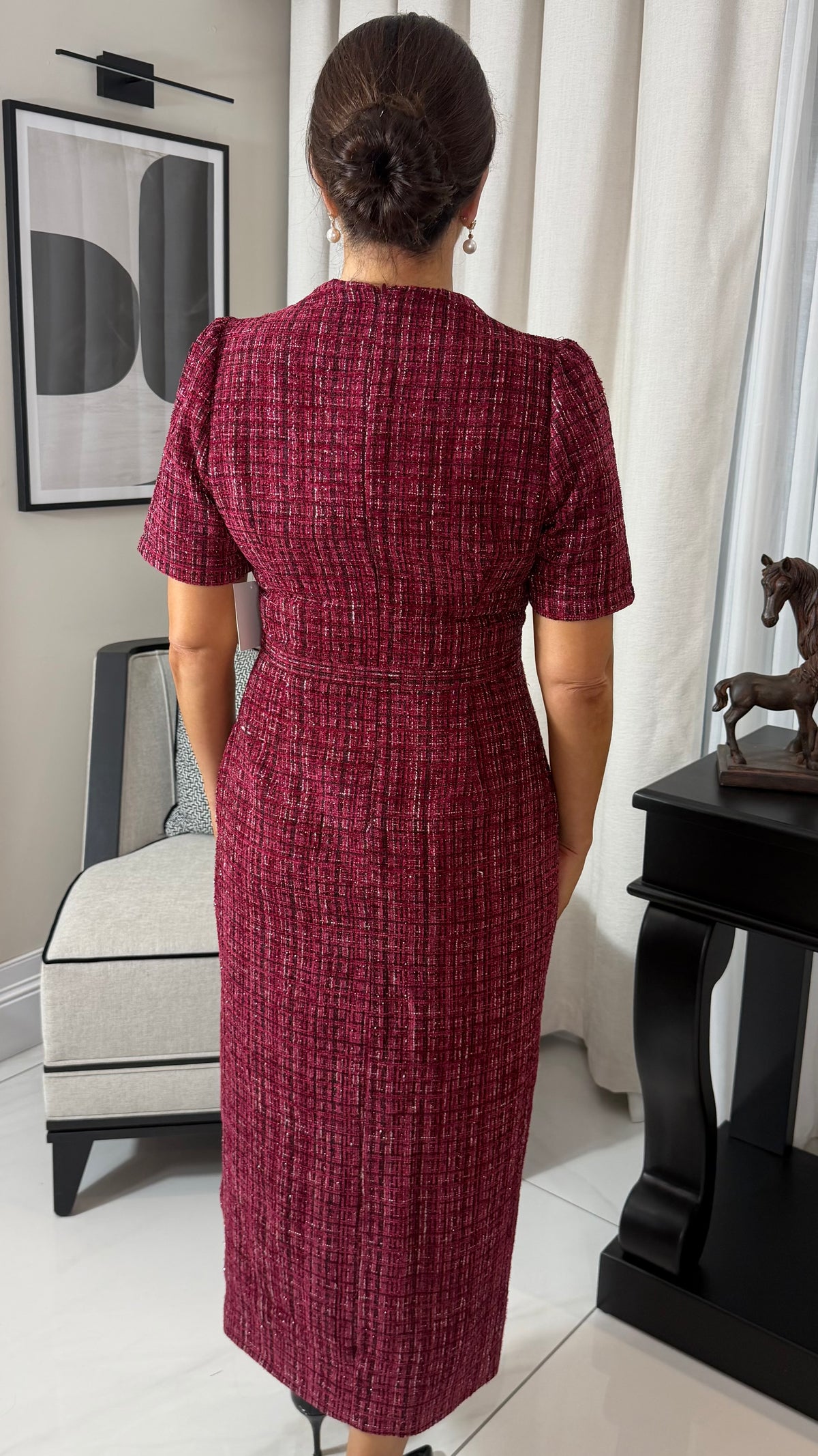HARRIET OXBLOOD SPARKLE DRESS