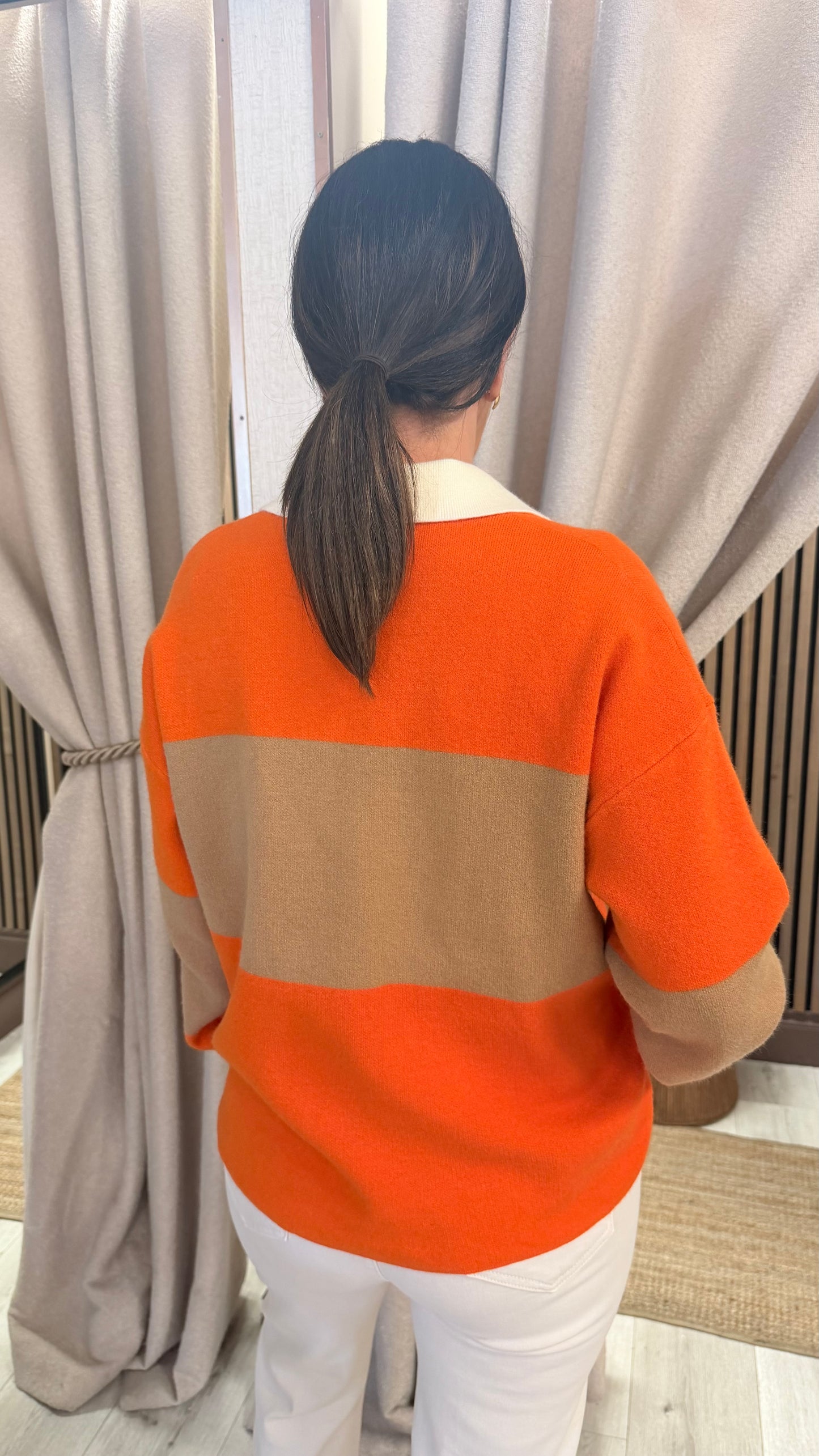 Orange & Tan Polo Knit