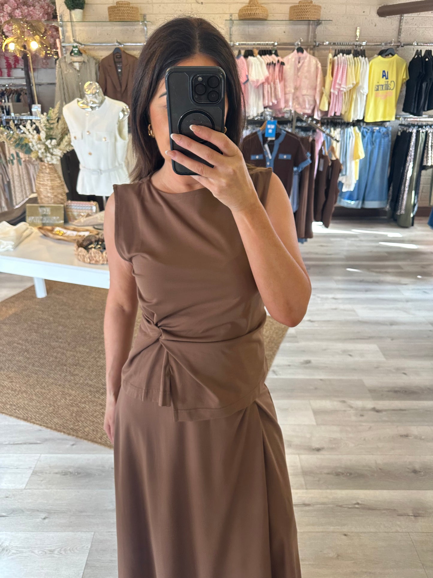 Brown Sleeveless Top