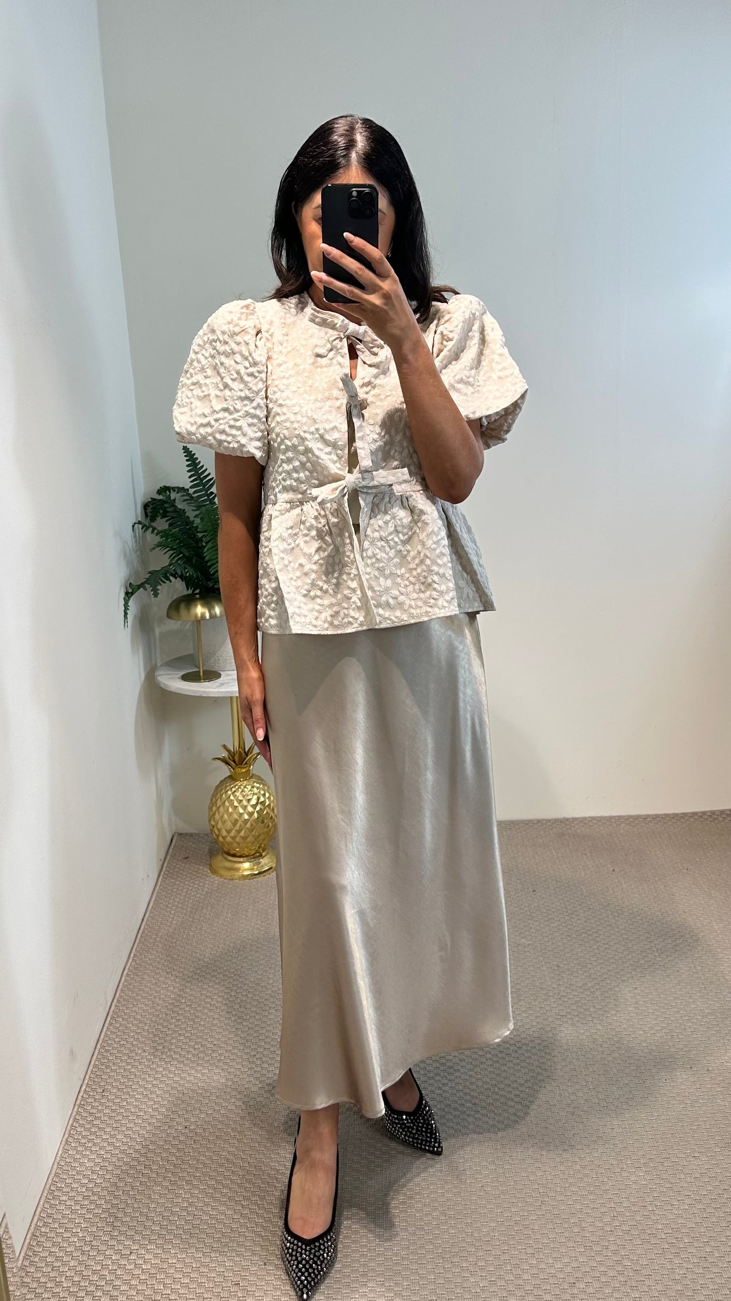 Champagne Satin Skirt