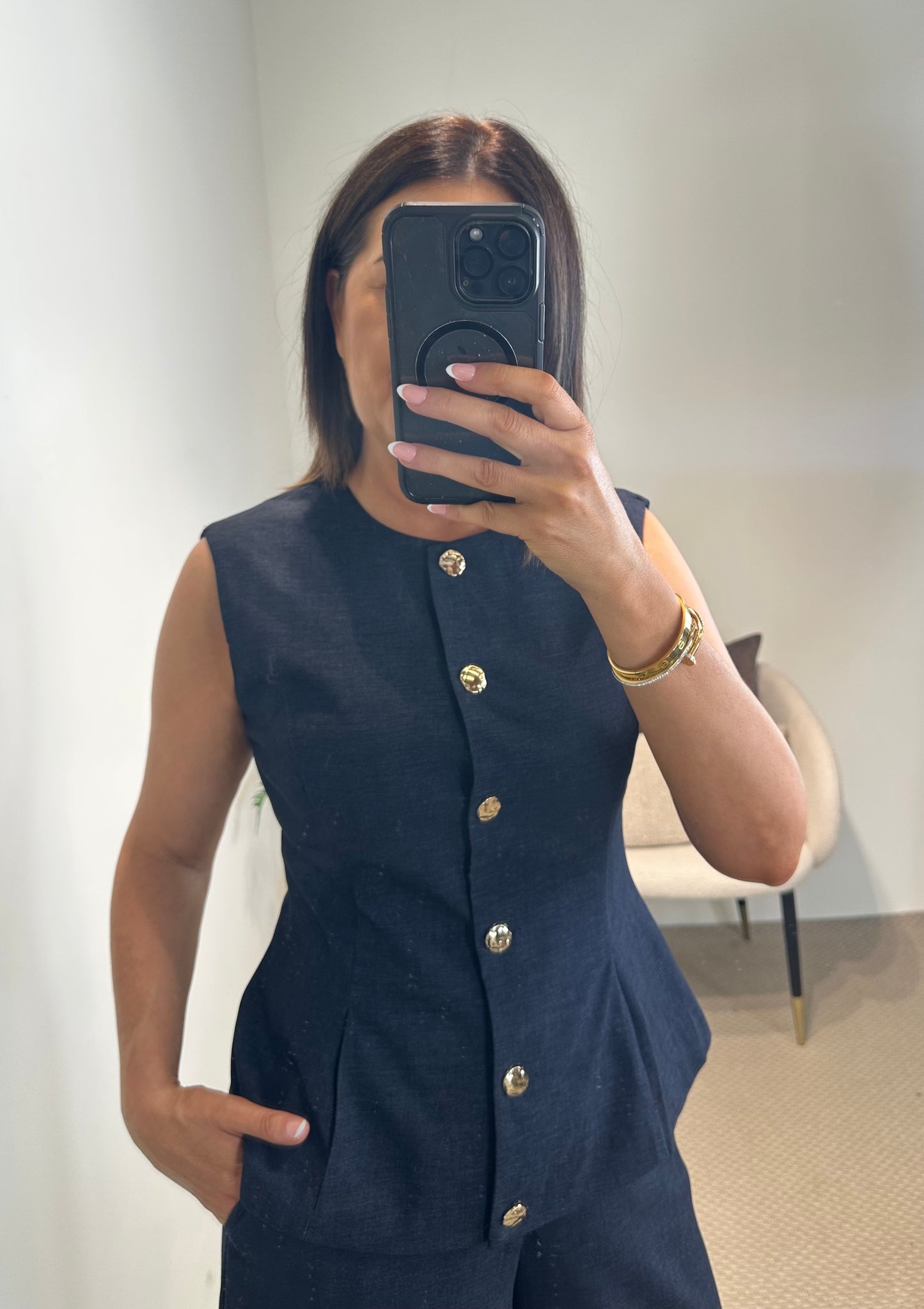 Eva Dark Navy Waistcoat