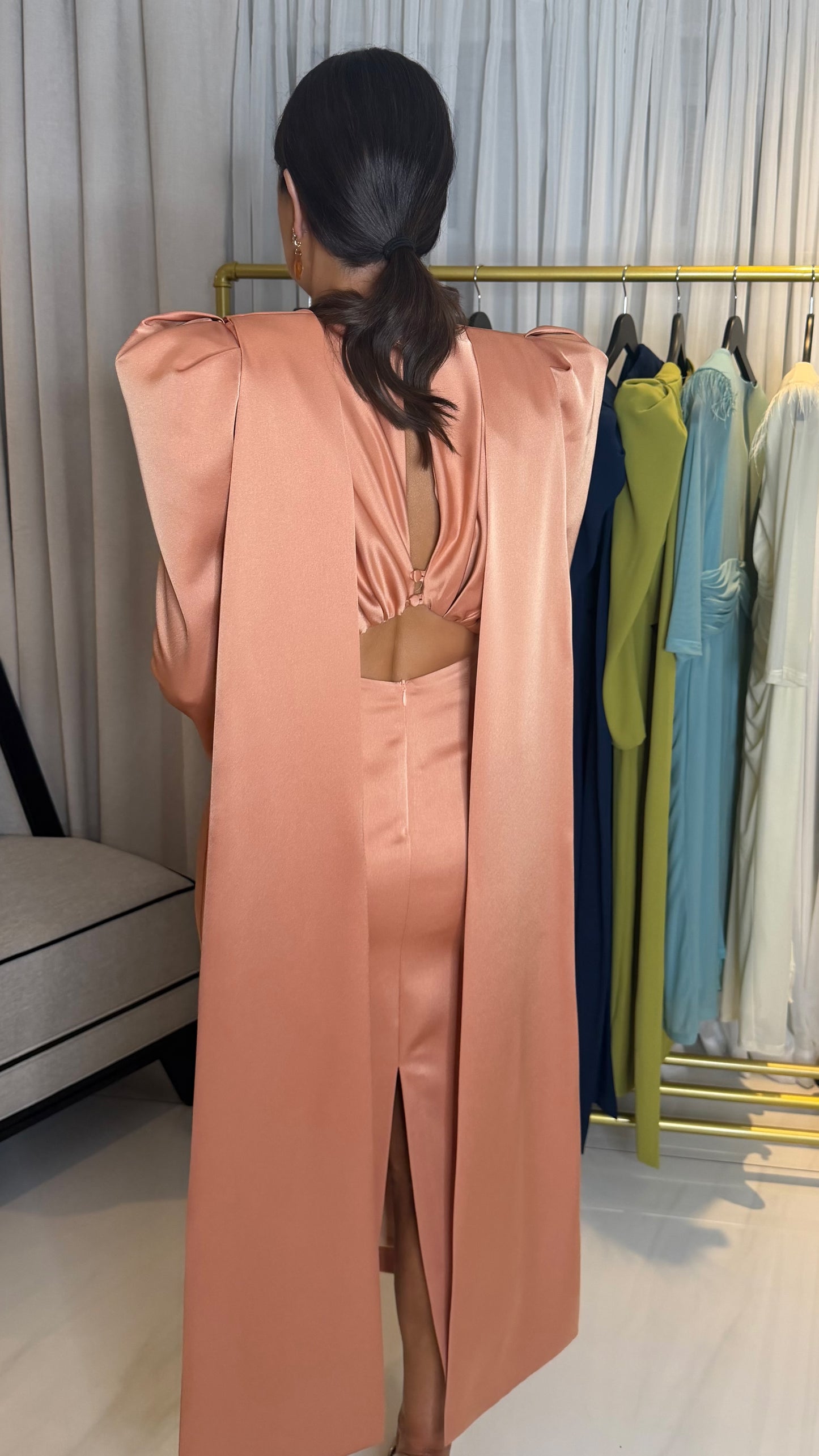 Louisa Copper Drape Dress