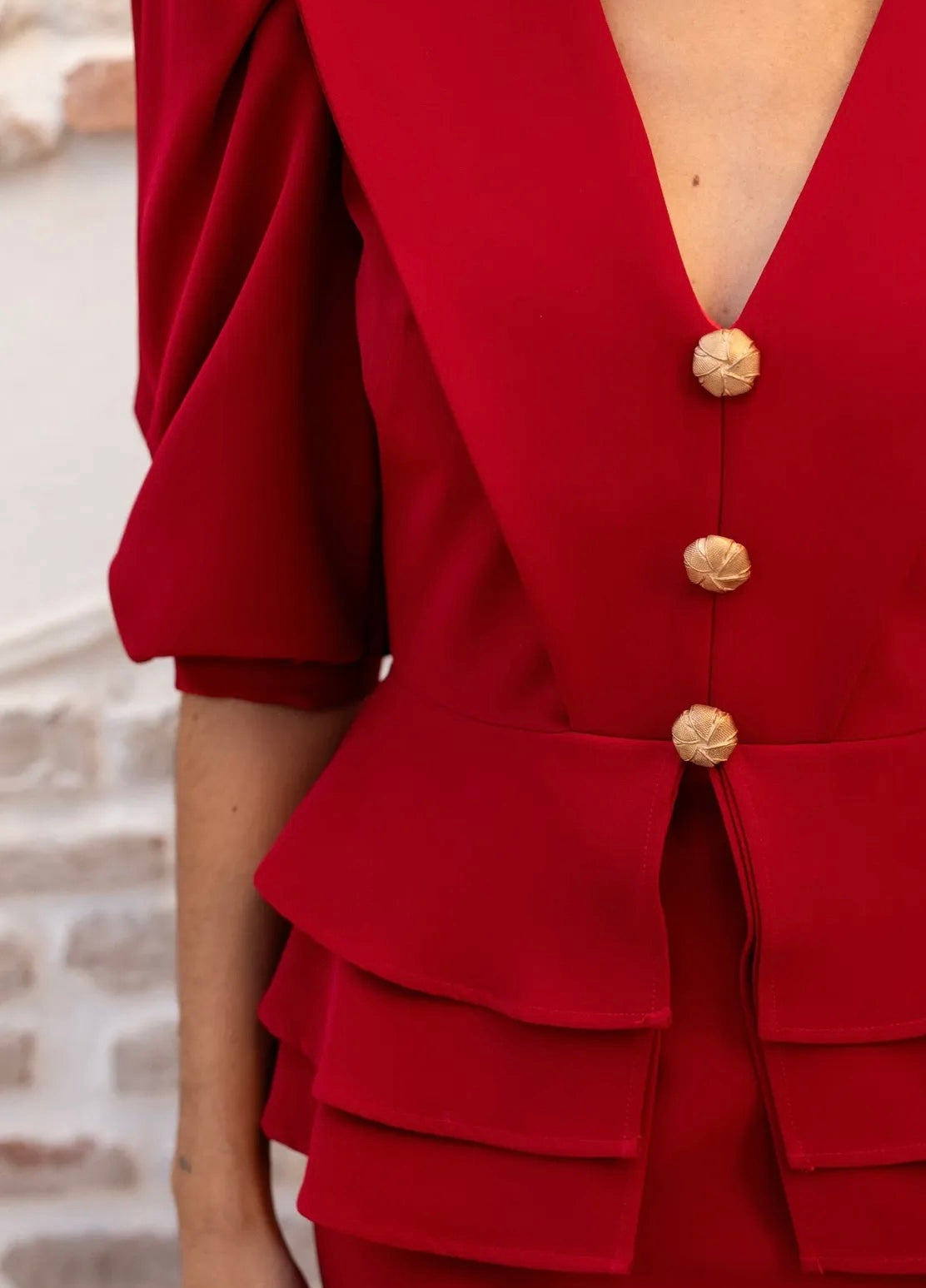 Lavish Cherry Red Peplum Dress