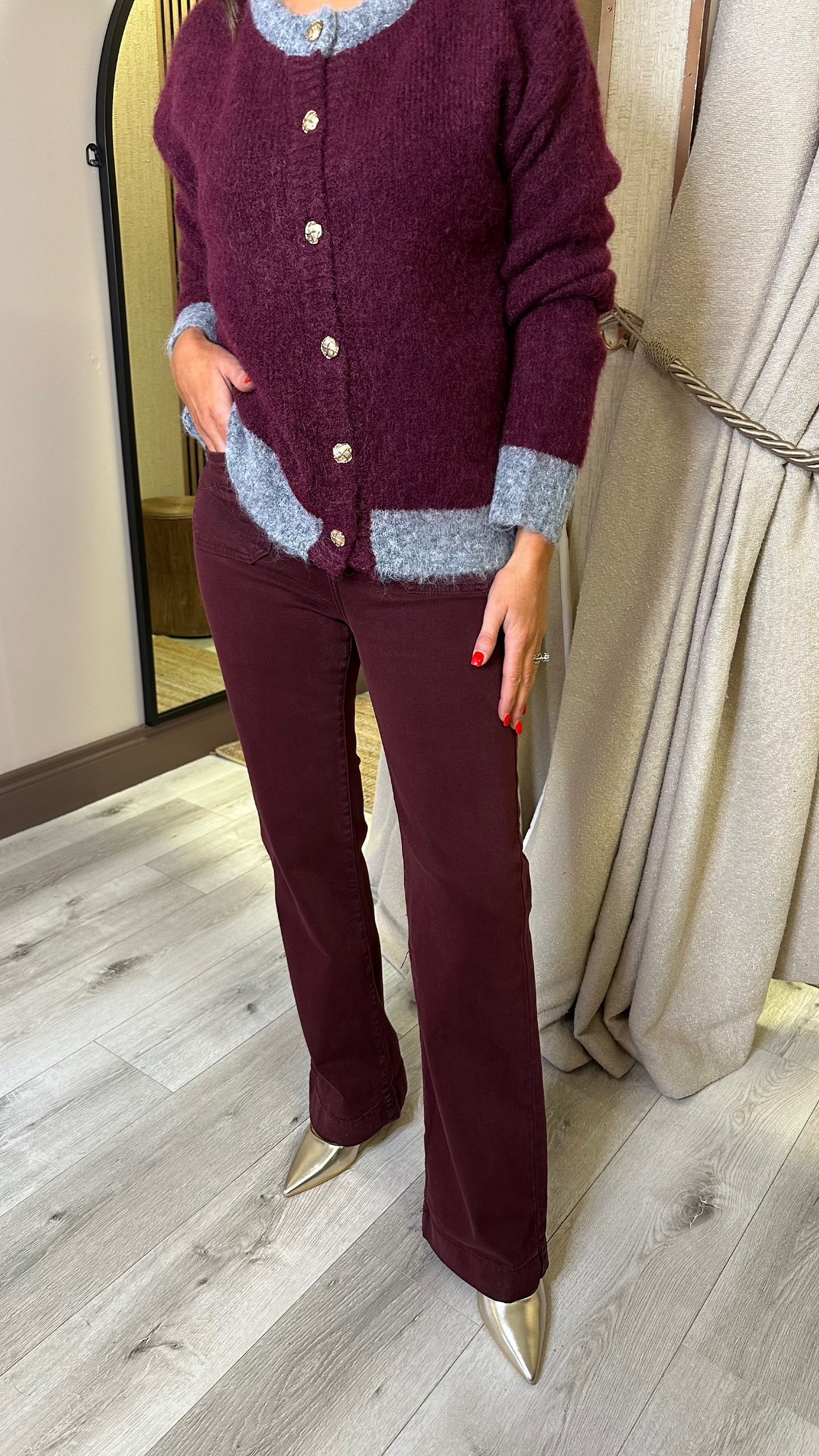 Wine Wide Leg 60’s Style Jeans