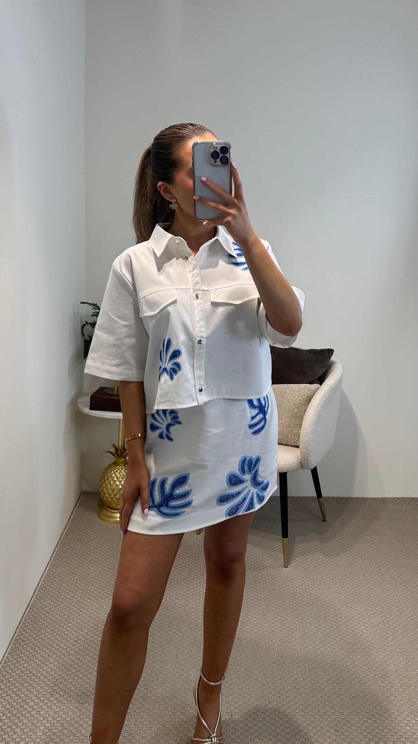 White & Blue Co-Ord