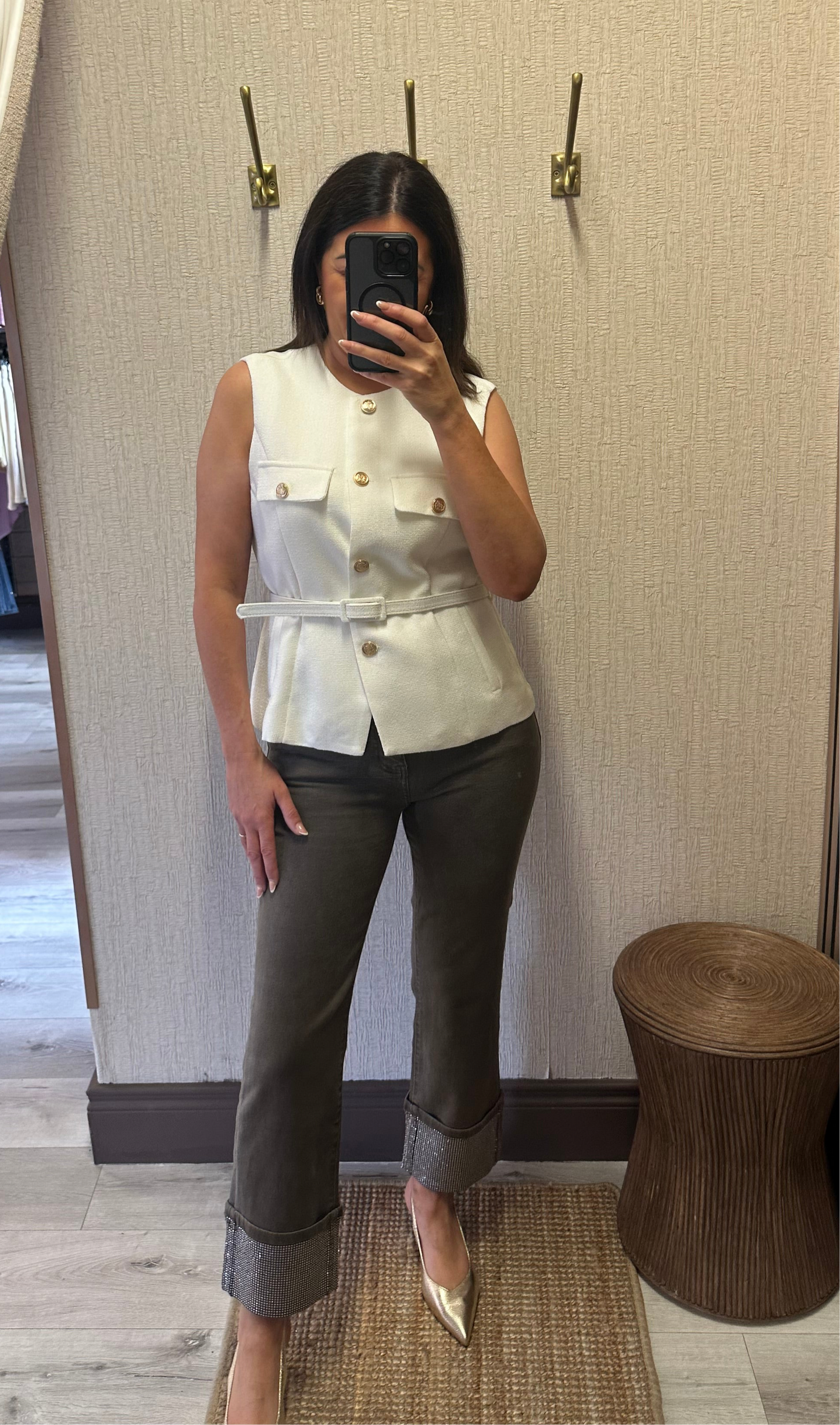 Cream Belted Waistcoat