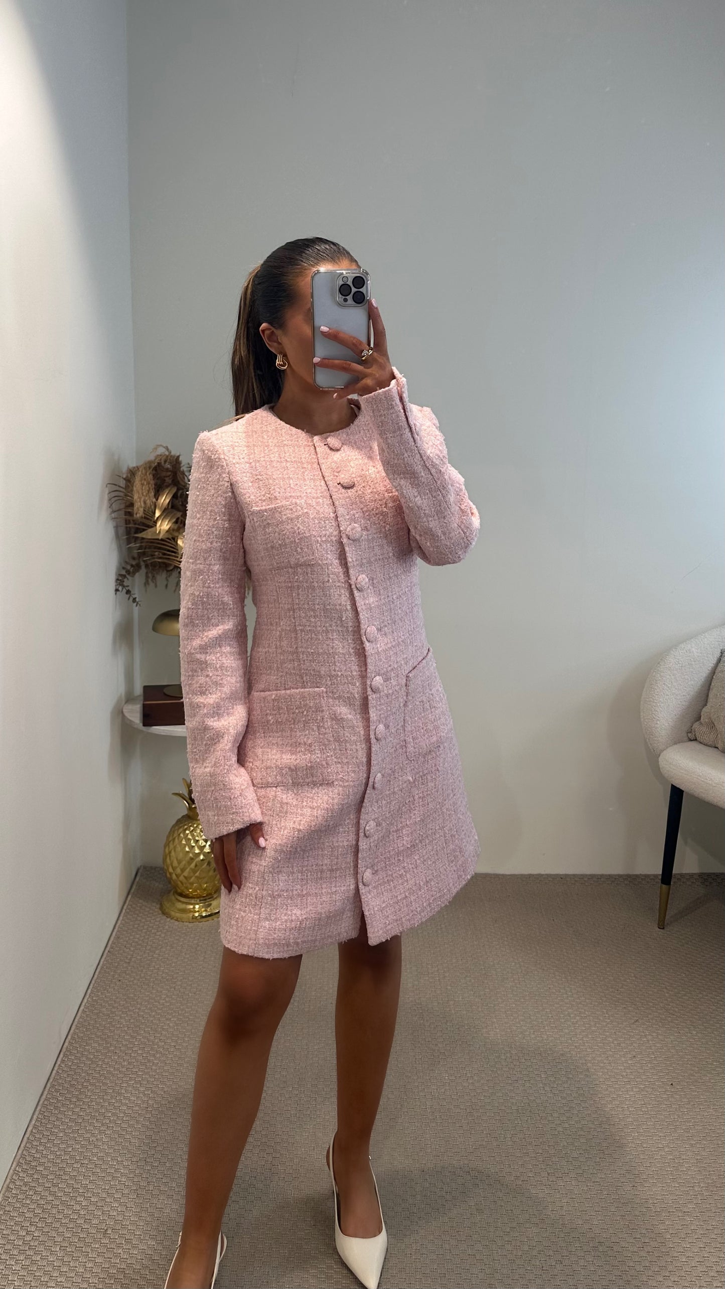 Pink Tweed Dress