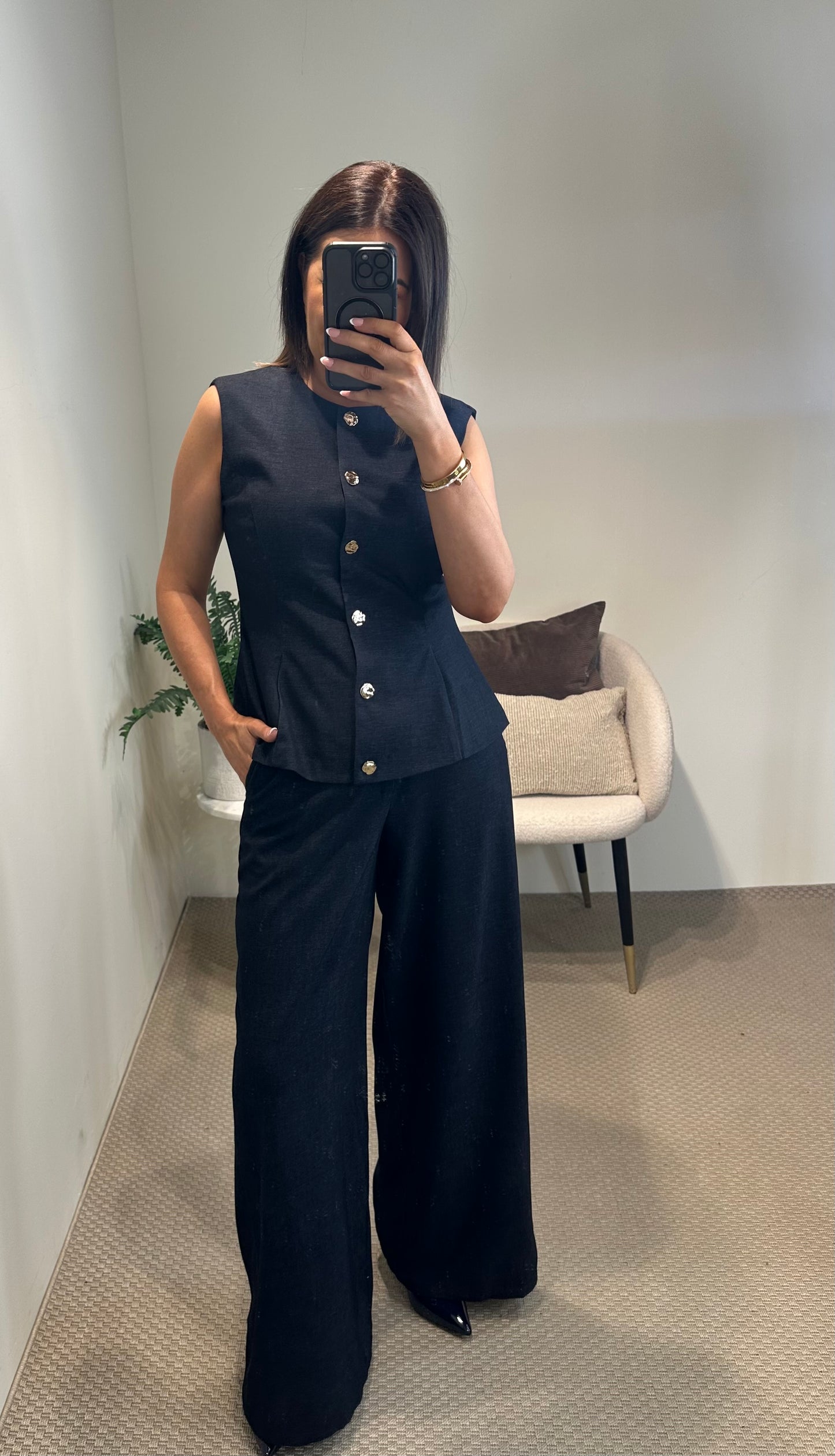 Eva Dark Navy Waistcoat