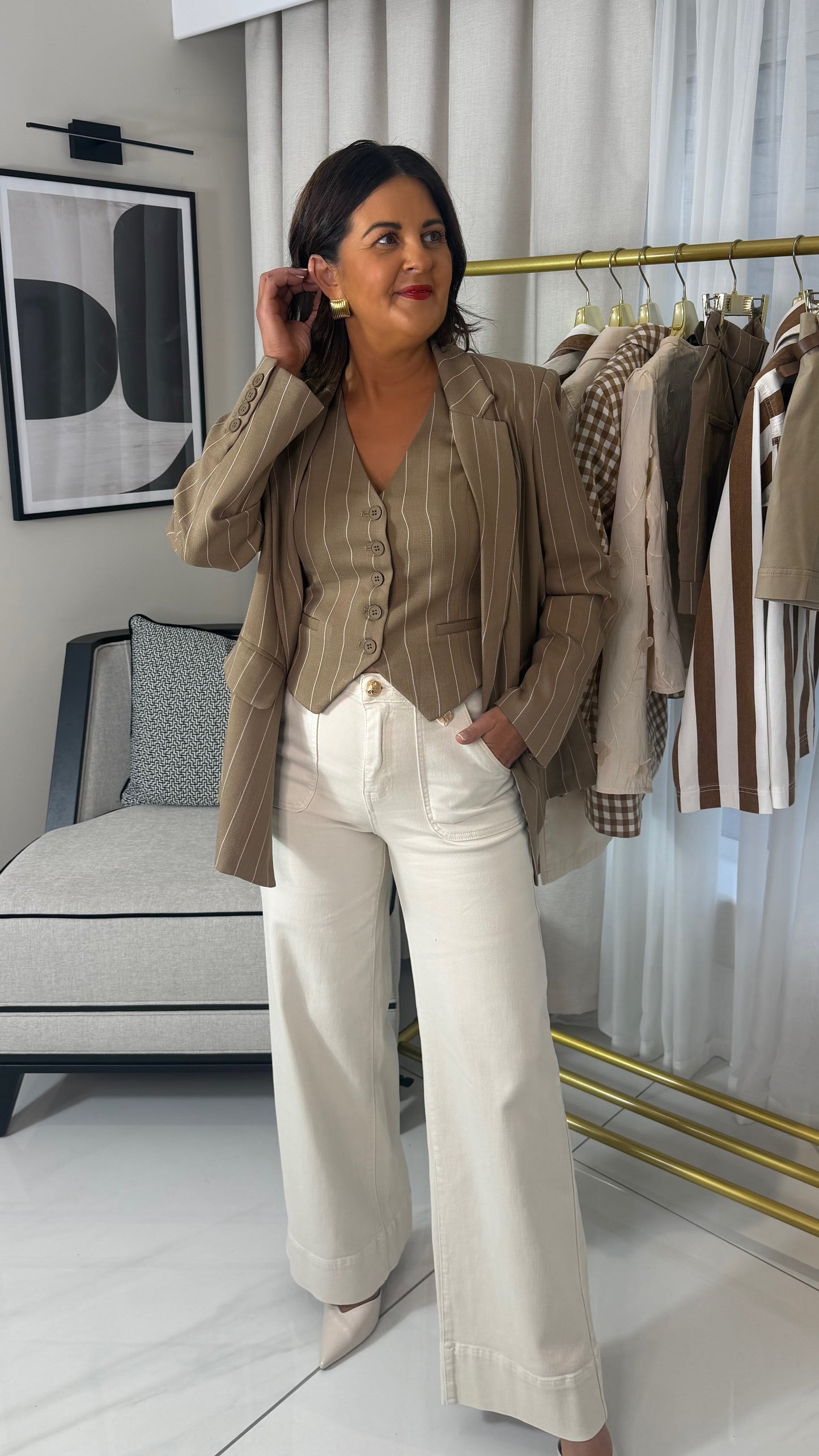 Tan Pinstripe Blazer