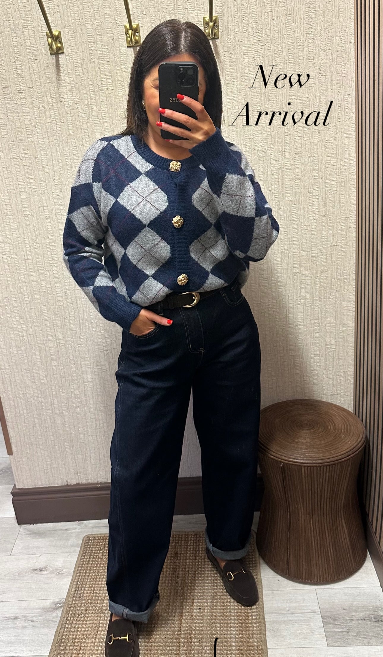 Navy & Grey Argyle Cardigan