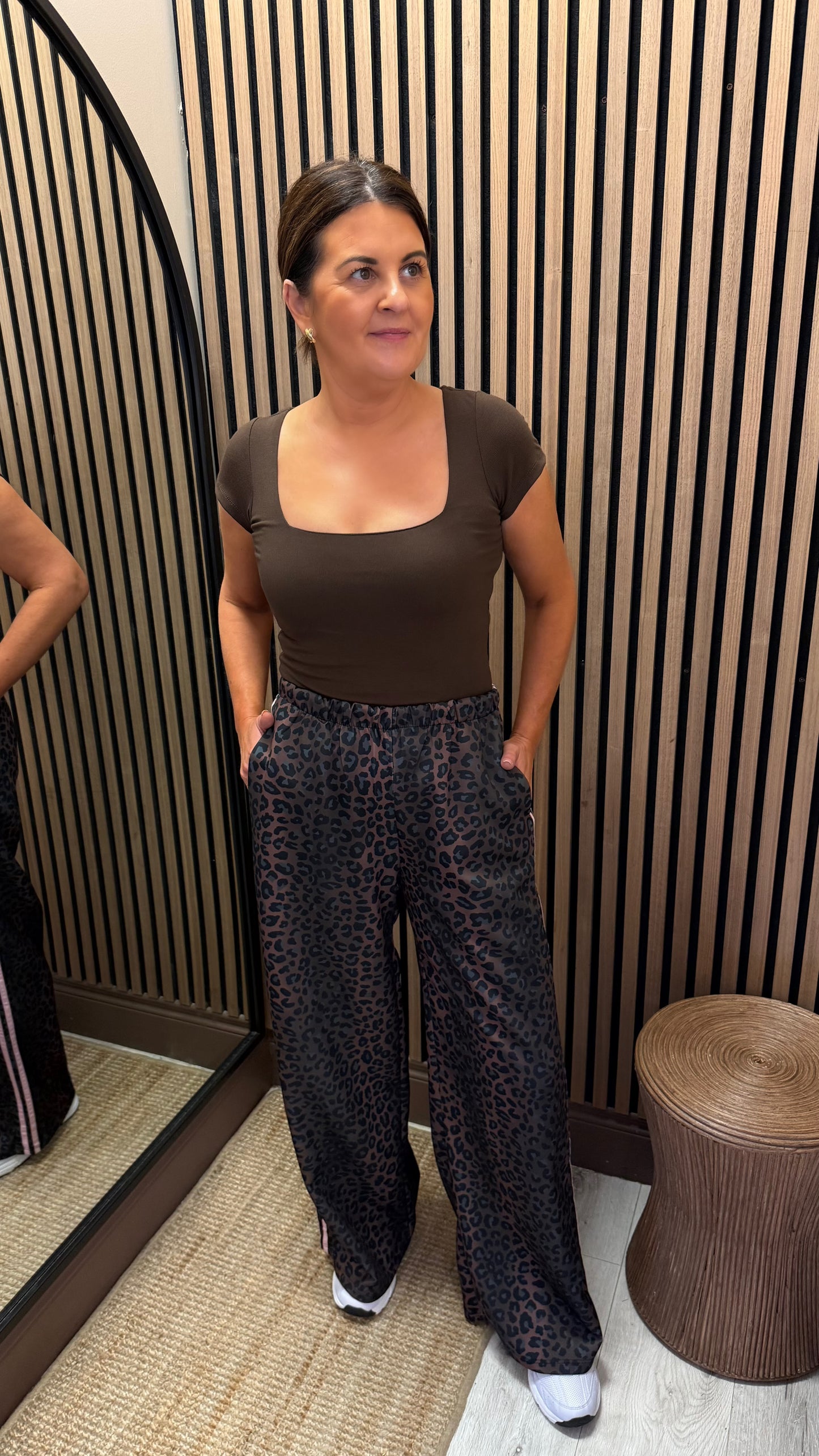 Pink Stripe Leopard Track Pants