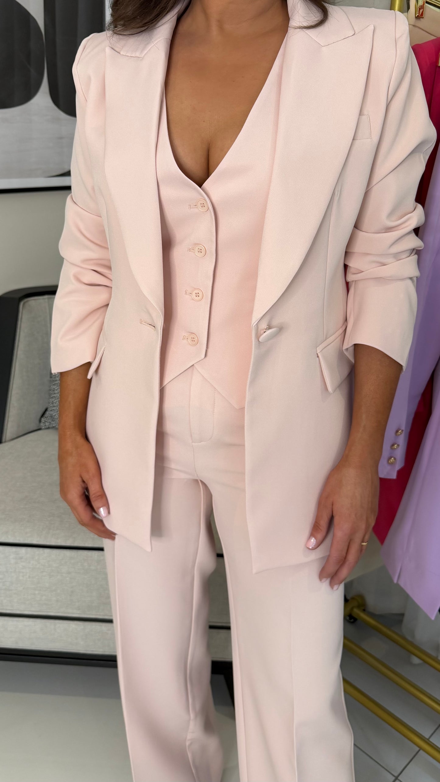 Baby Pink Single-Breasted Blazer