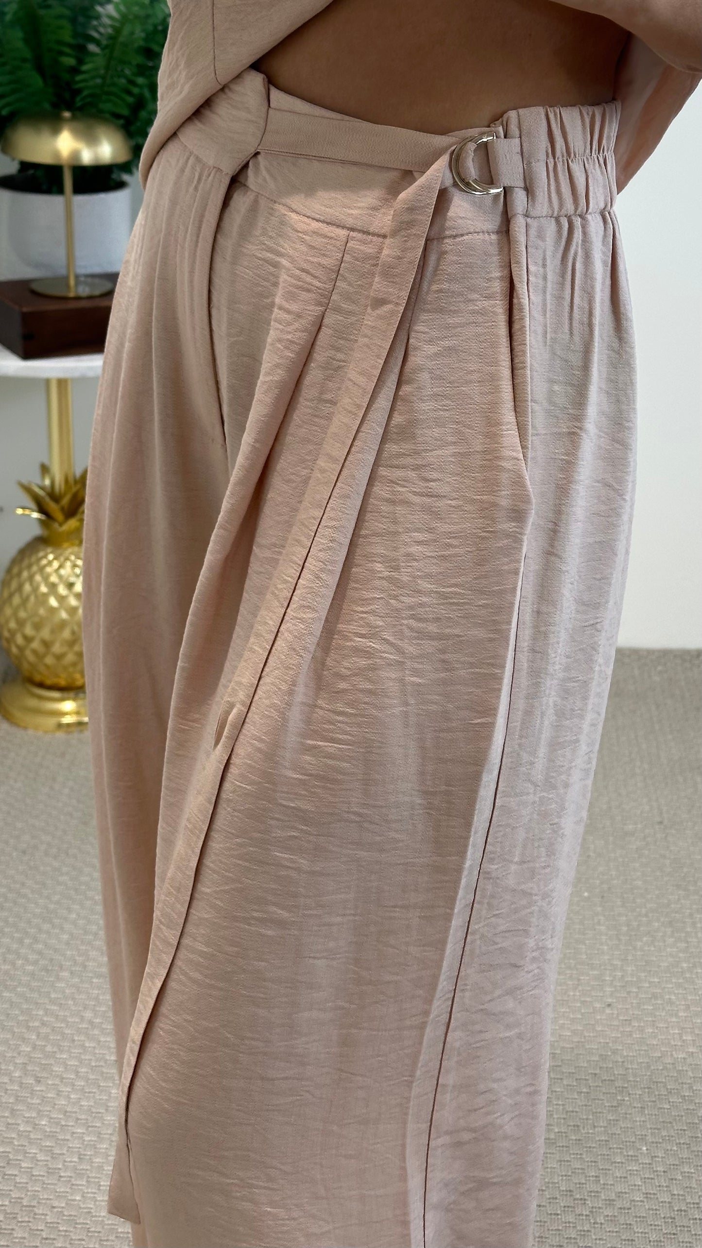 Peach Wide-Leg Trousers