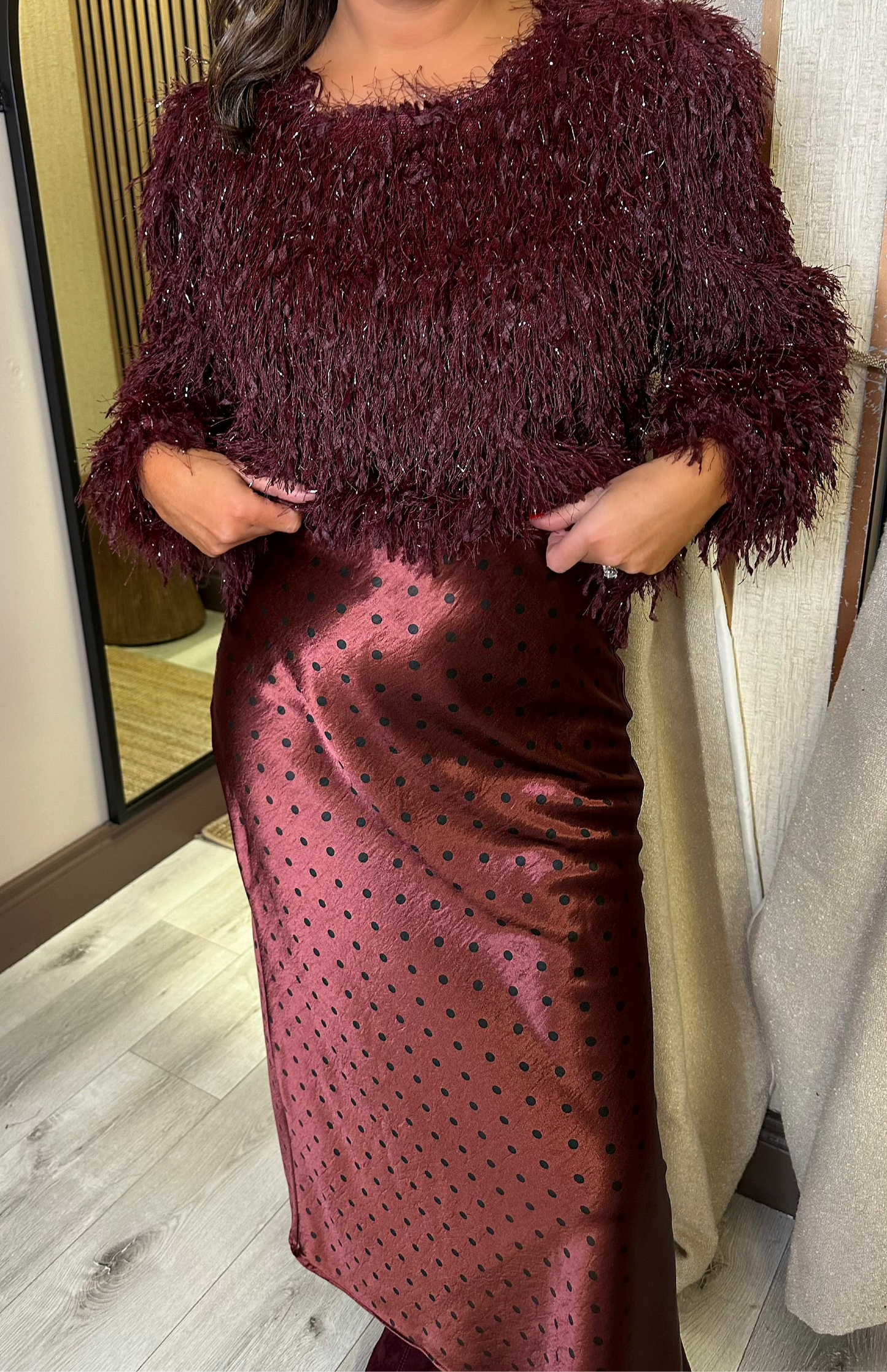 Wine Polka Dot Skirt