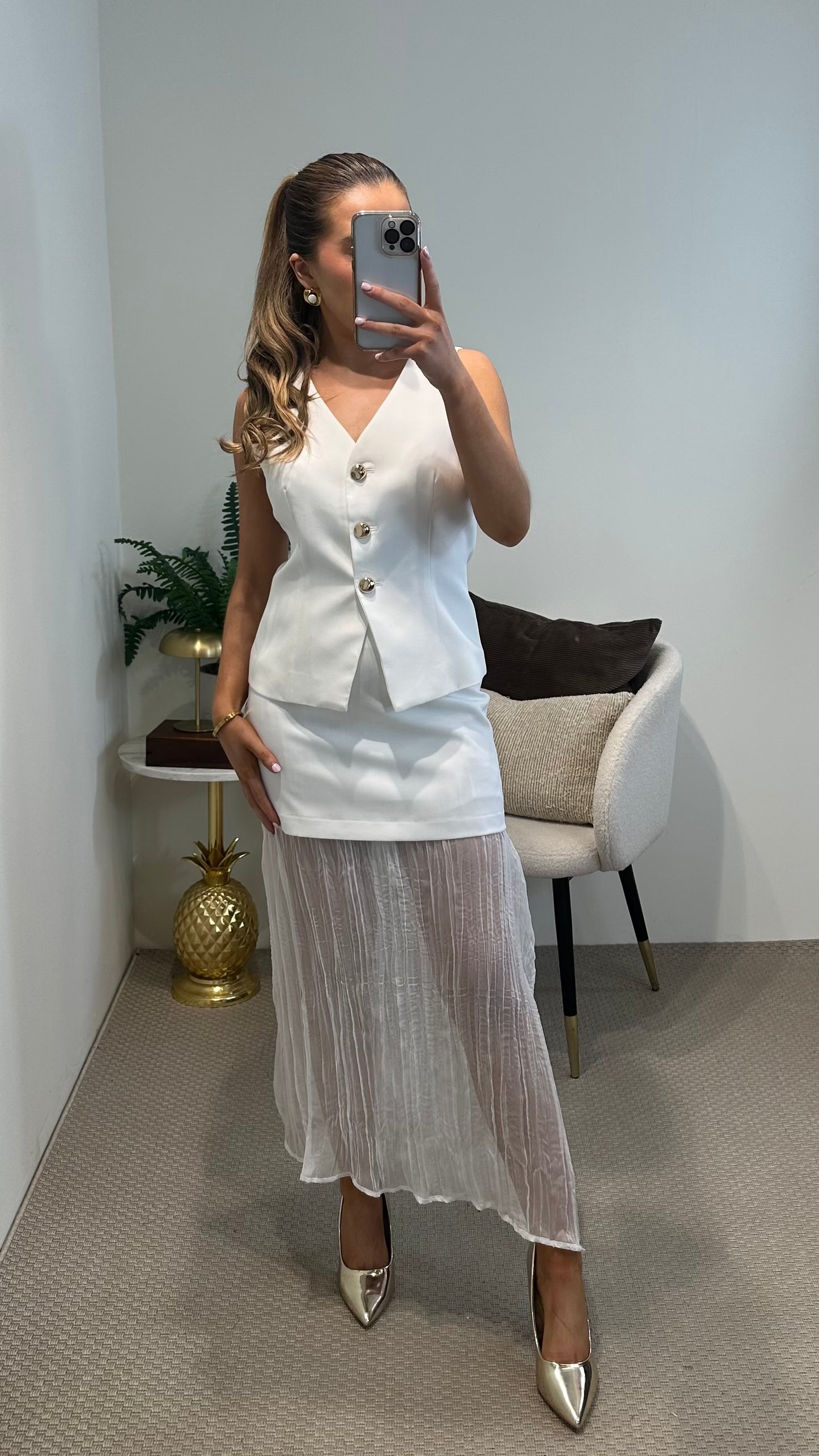 White Combined Skirt