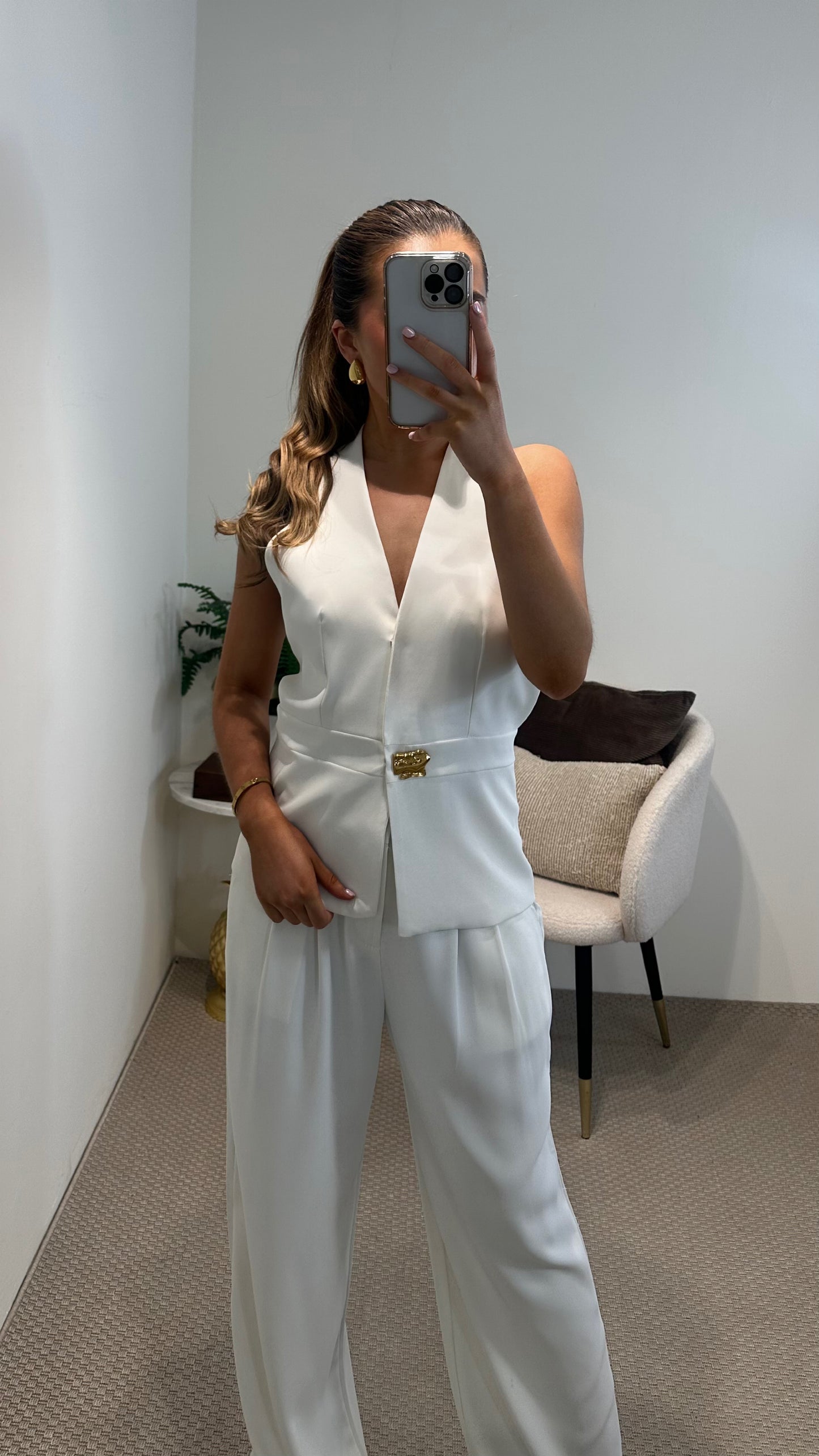 White Wide-Leg Trousers