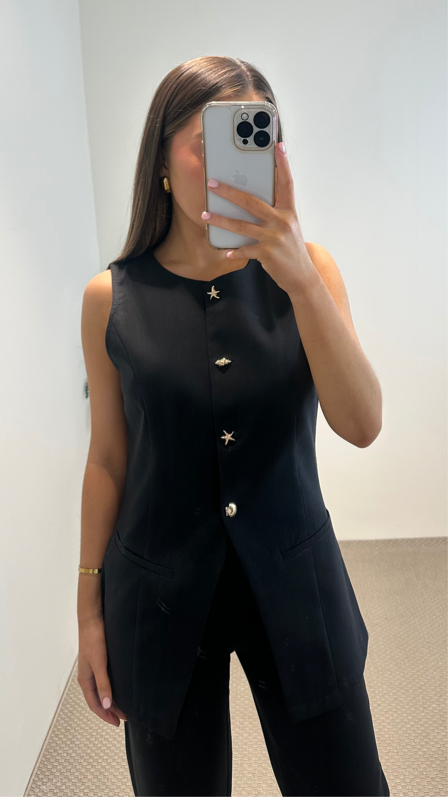 Black Straight Ankle Grazer Trousers