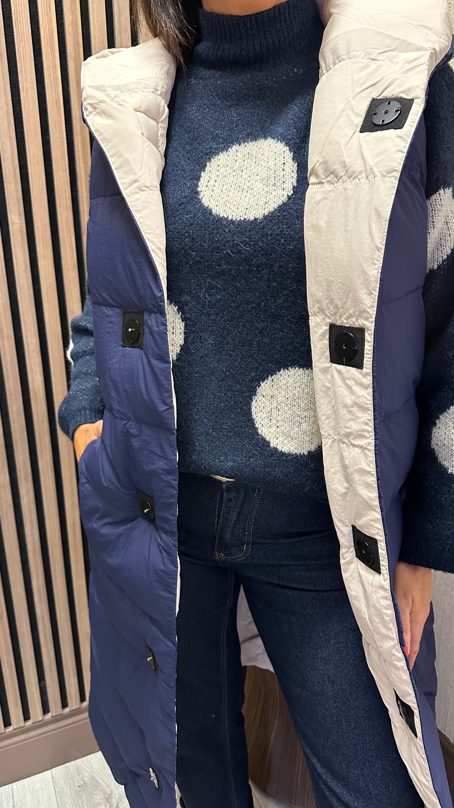 Navy & Cream Reversible Gilet