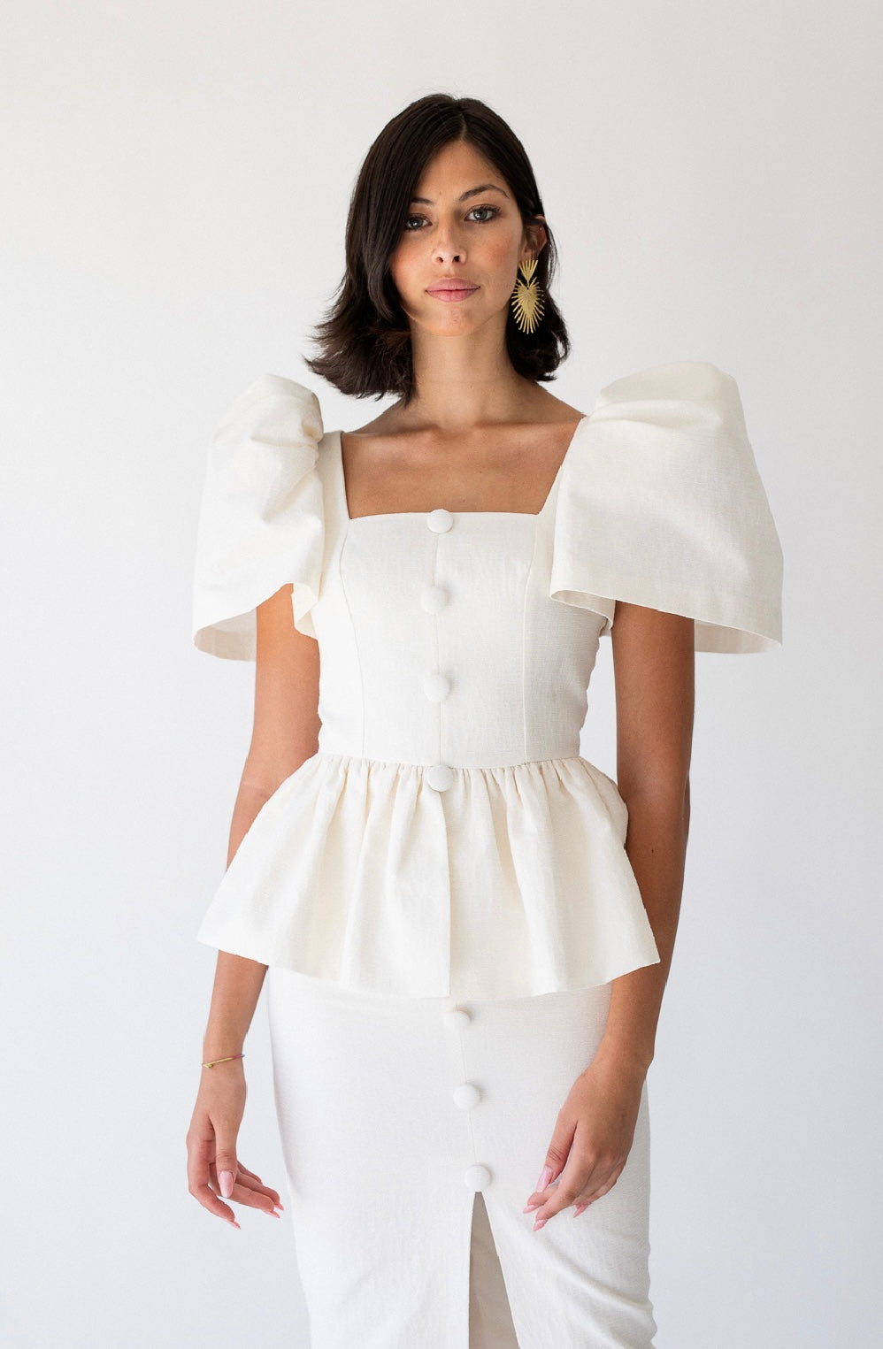Luxe Ivory Peplum Dress