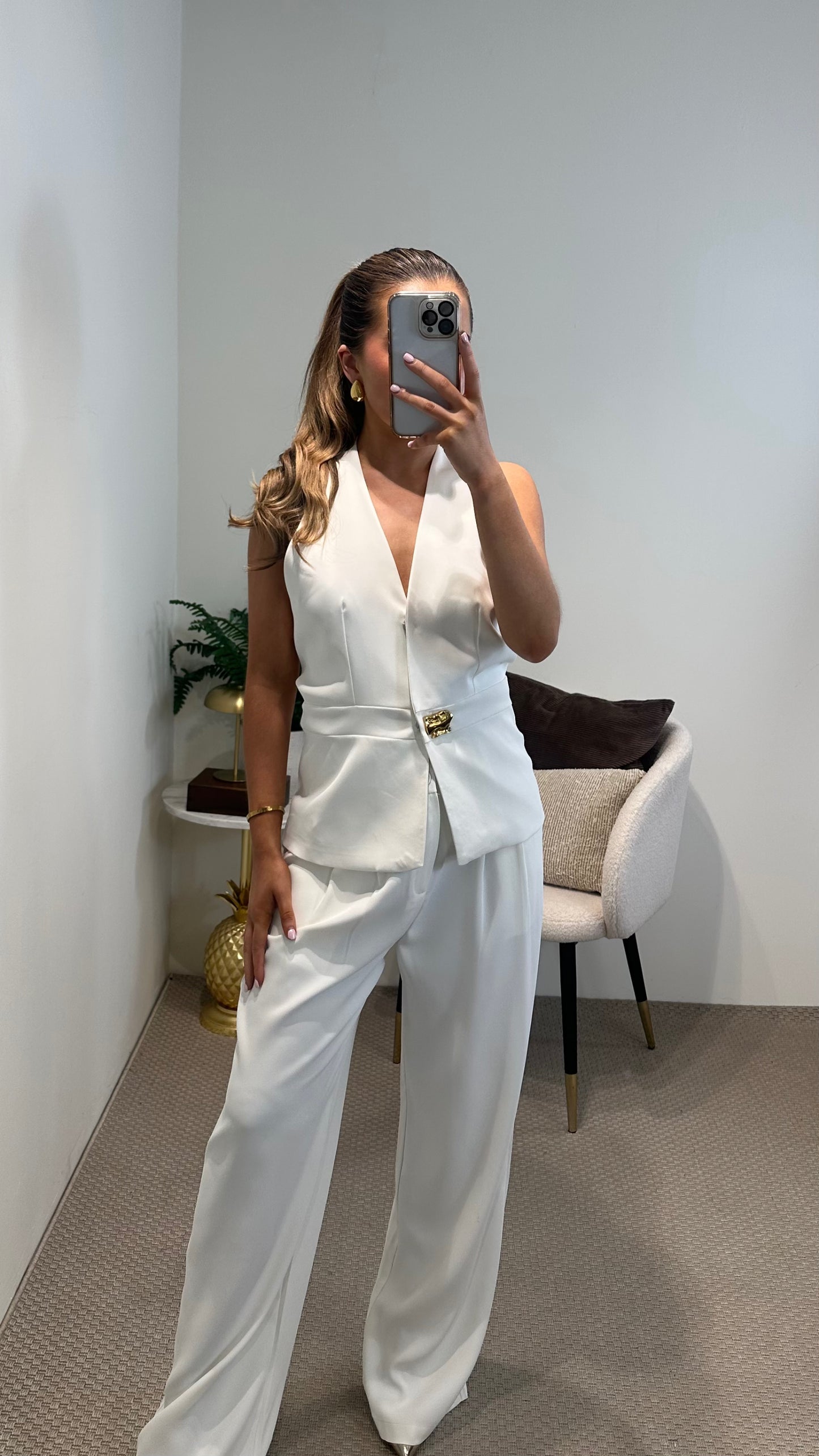 White Wide-Leg Trousers