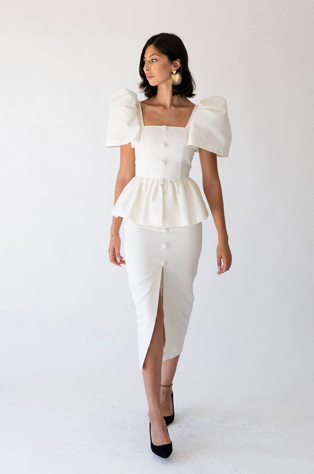 Luxe Ivory Peplum Dress