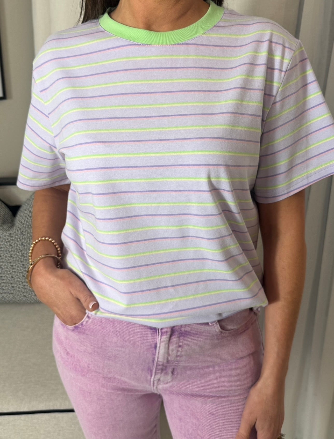 Lilac & Green Striped T-Shirt