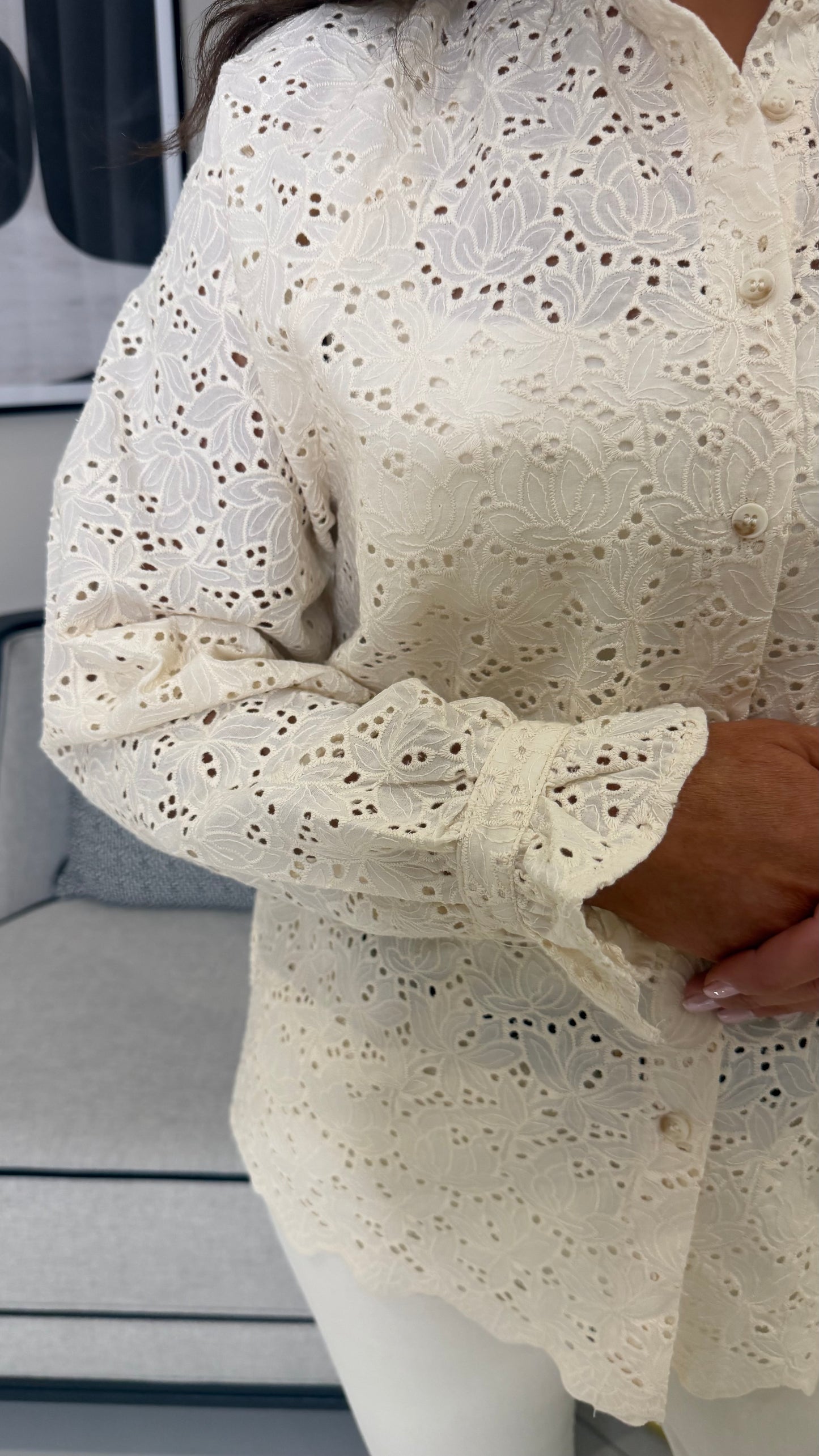 Cream Brocade Blouse