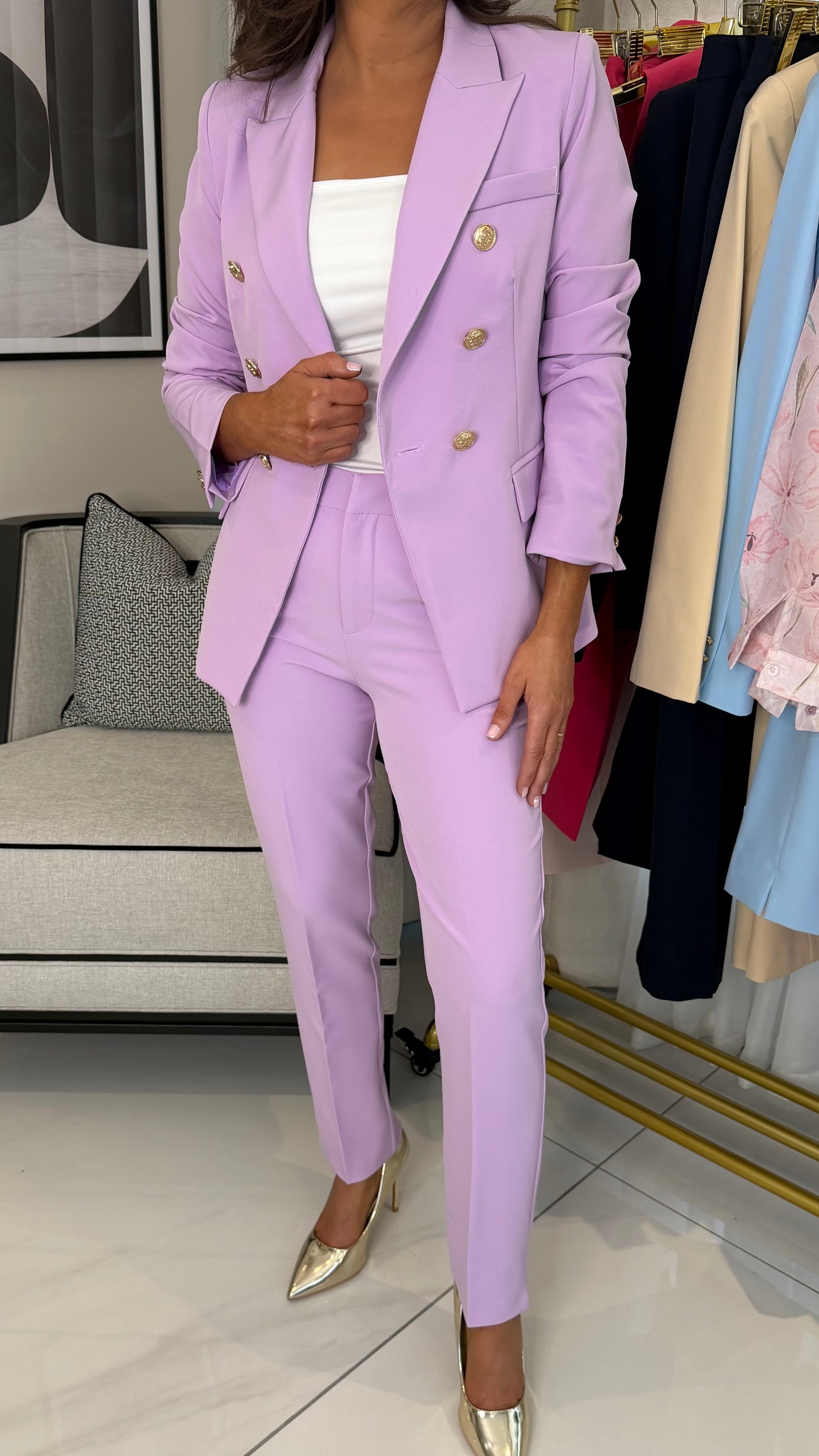 Tapered Lilac Trousers