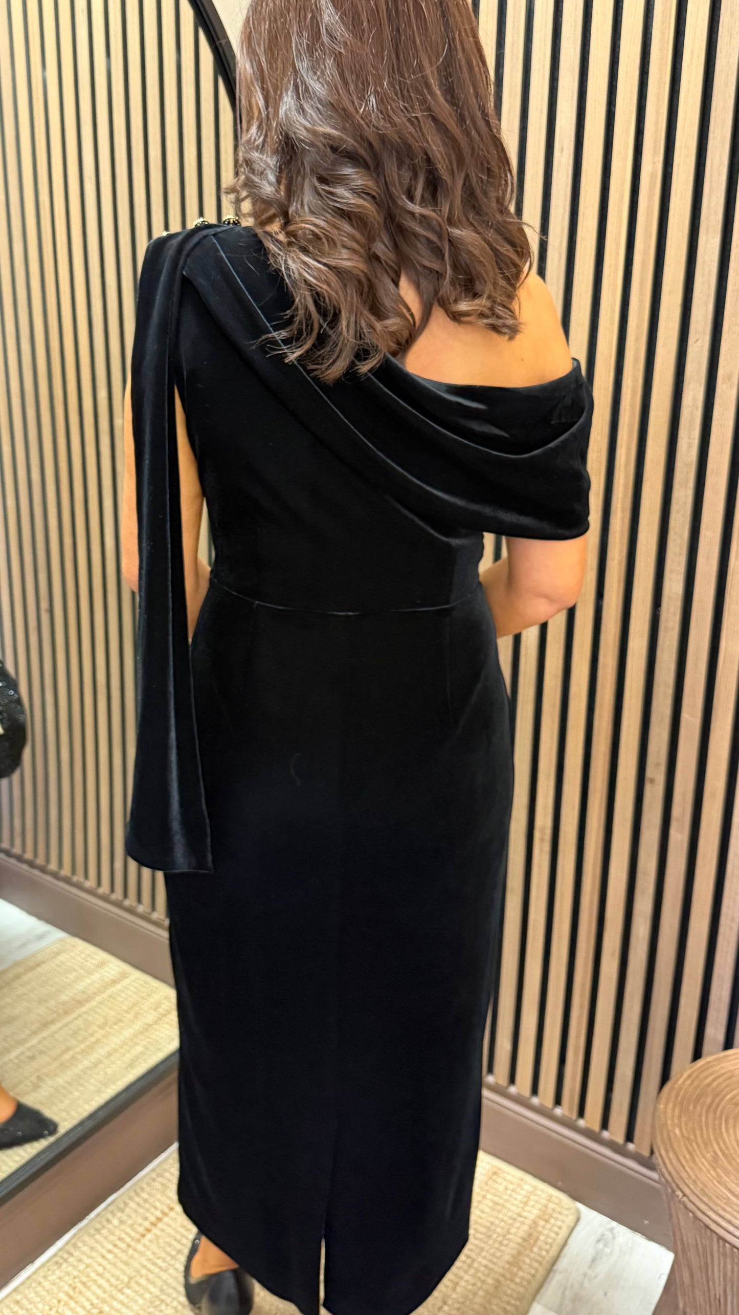 ELENI DRAPE MIDI - BLACK VELVET