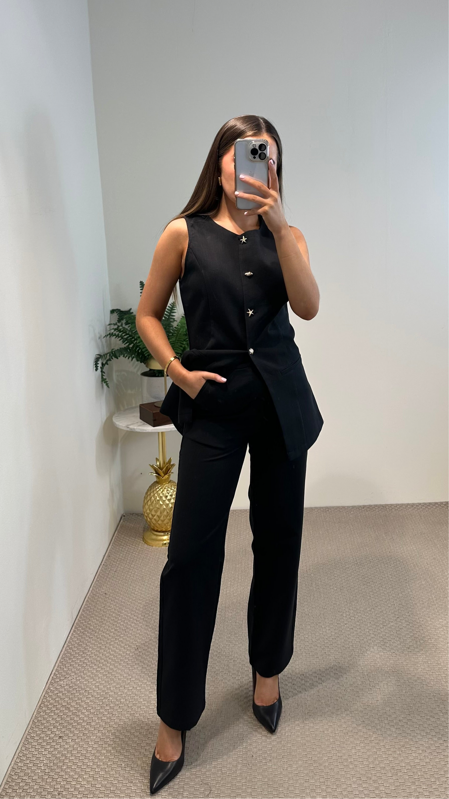 Black Waistcoat with Abstract buttons