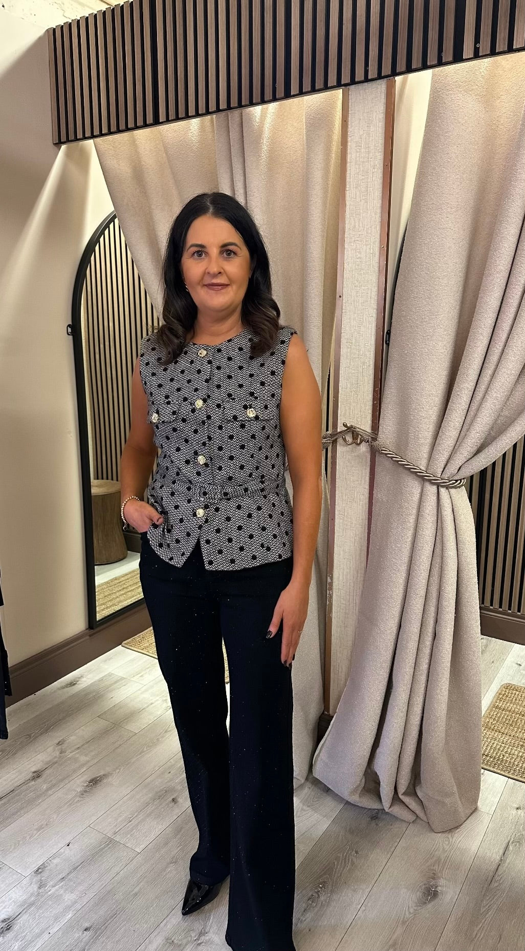 Black & Grey Polka Dot Waistcoat
