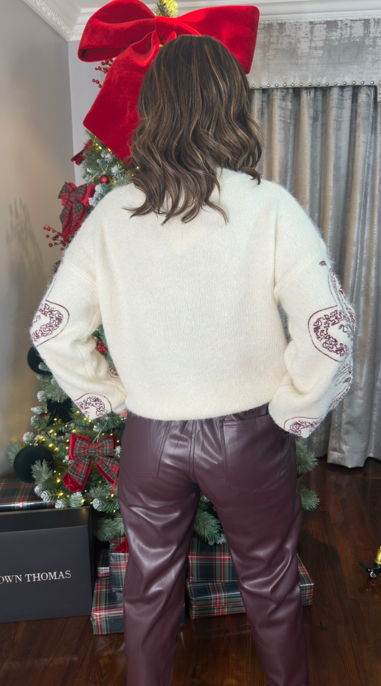 Wine Faux Leather Paperbag Trousers