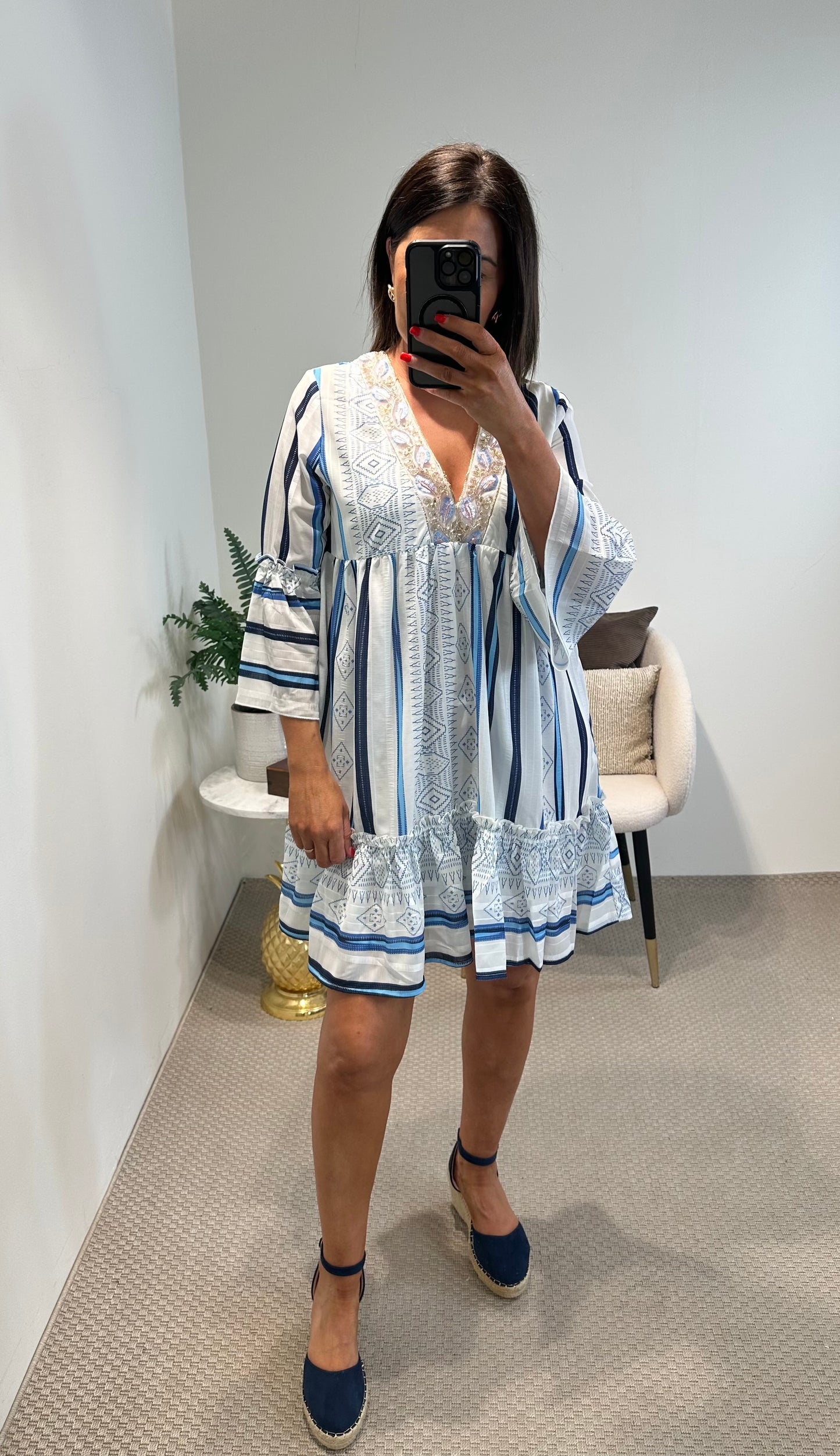 Ibiza Blue Smock Dress