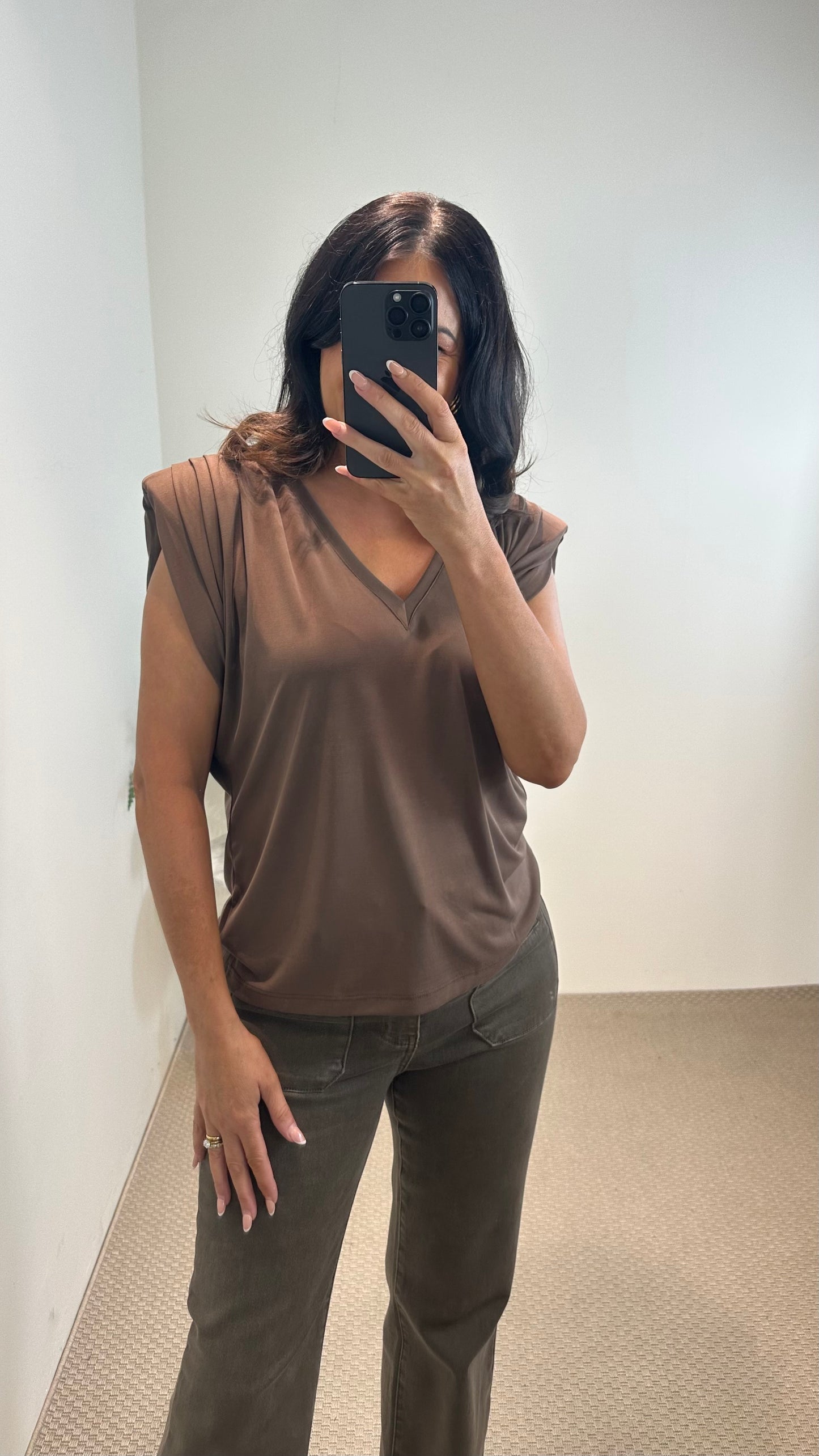 Brown V-Neck Top